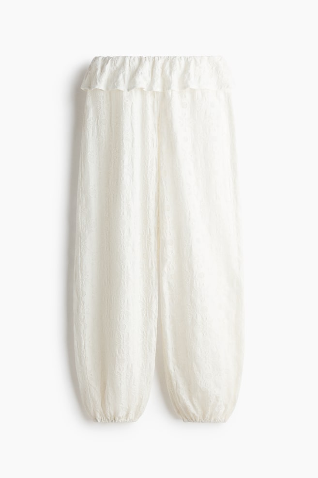 Cotton-Blend Balloon-Leg Pants - White - 1