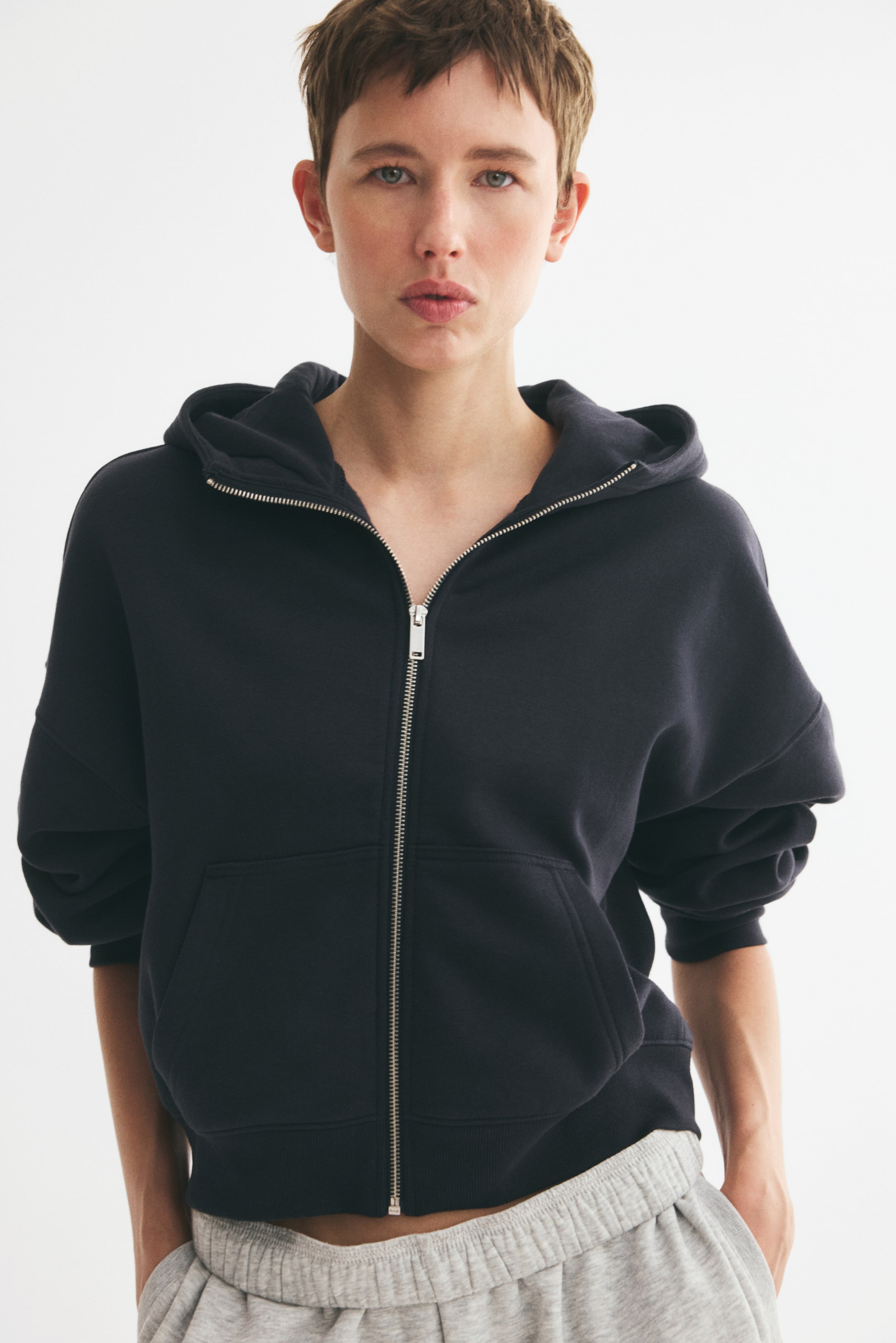 View larger image: Zip-through hoodie - Navy blue - Ladies | H&M 1