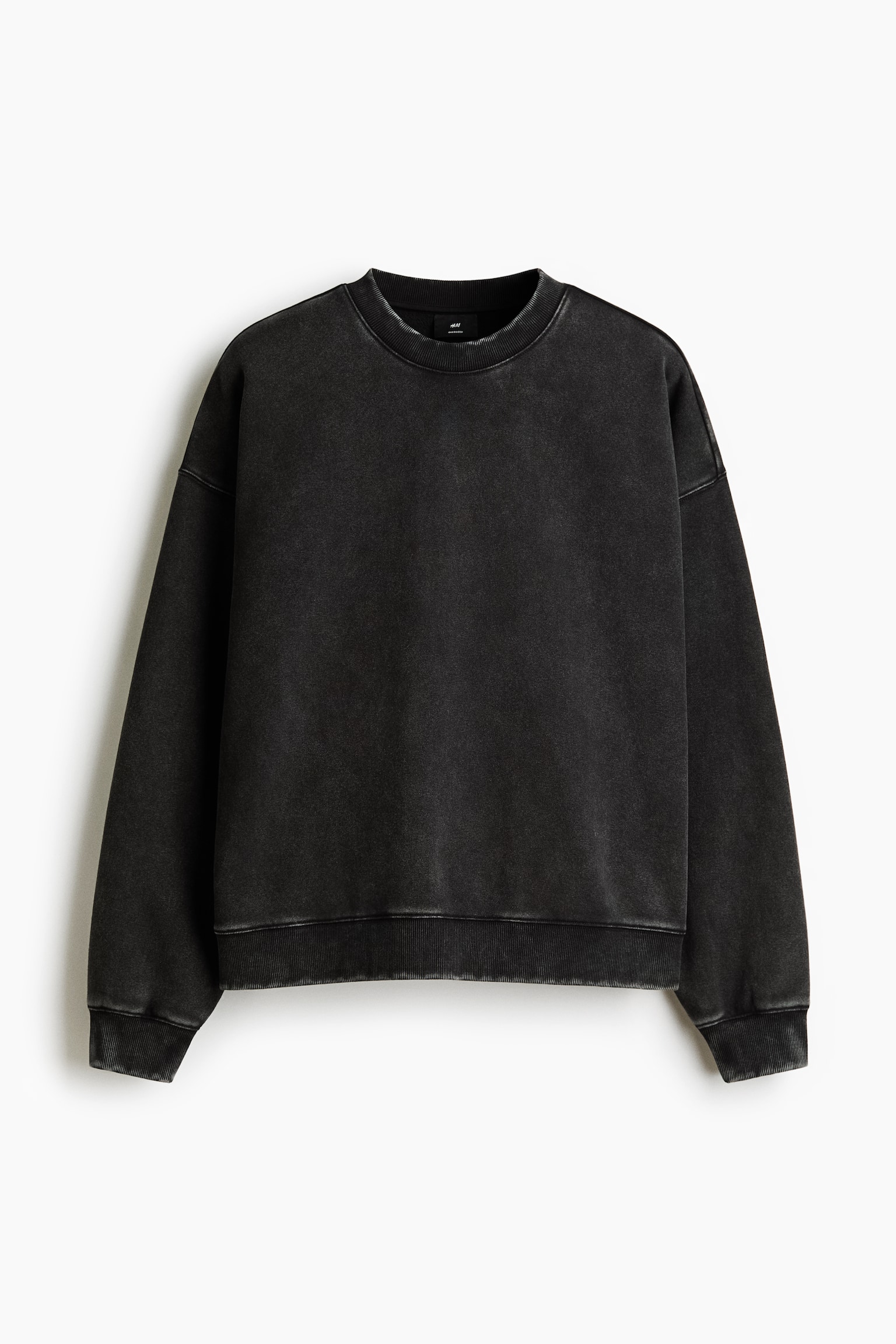 Oversized Fit washed-look sweatshirt - Black - 1