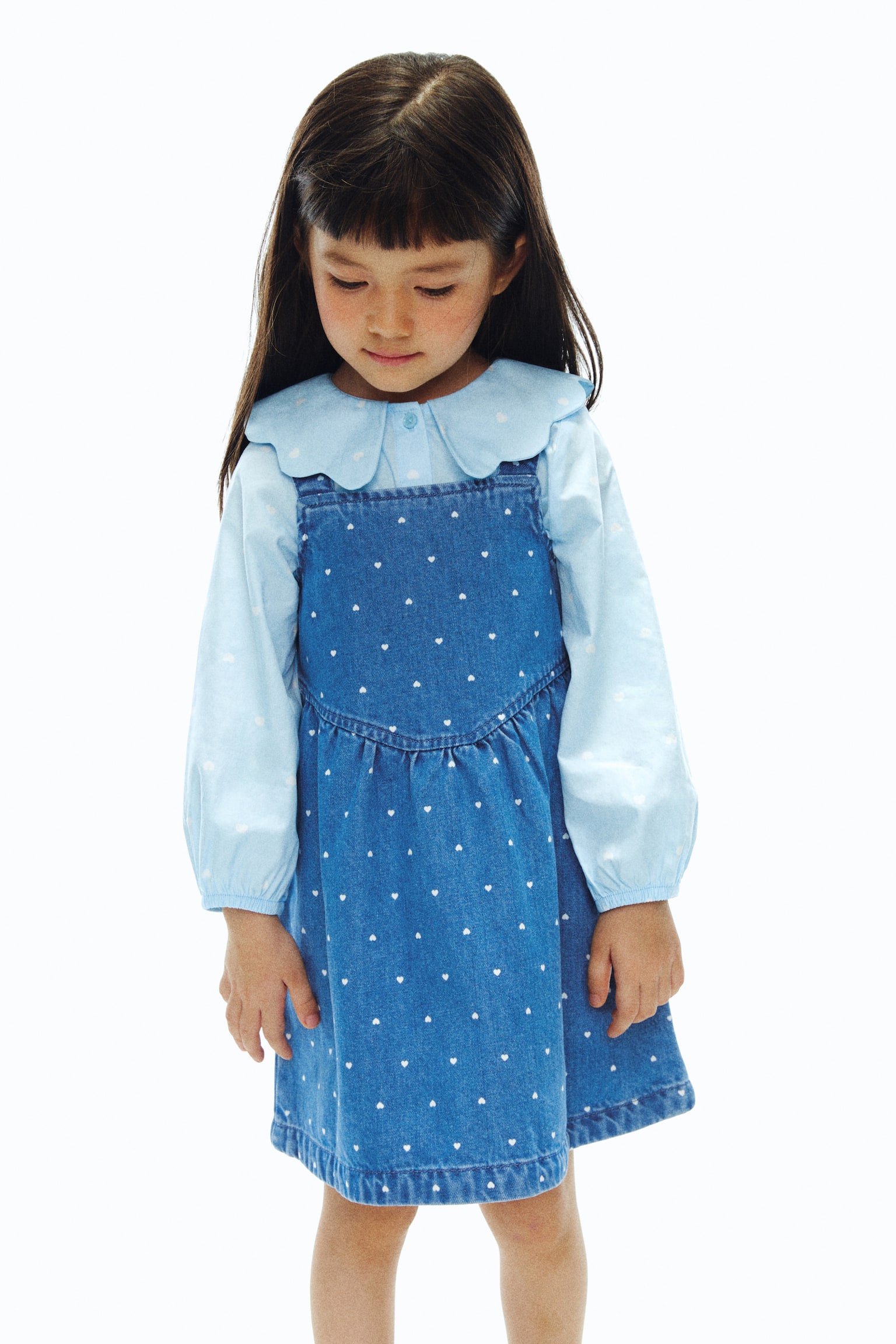 Printed denim dress - Denim blue/Hearts - 3