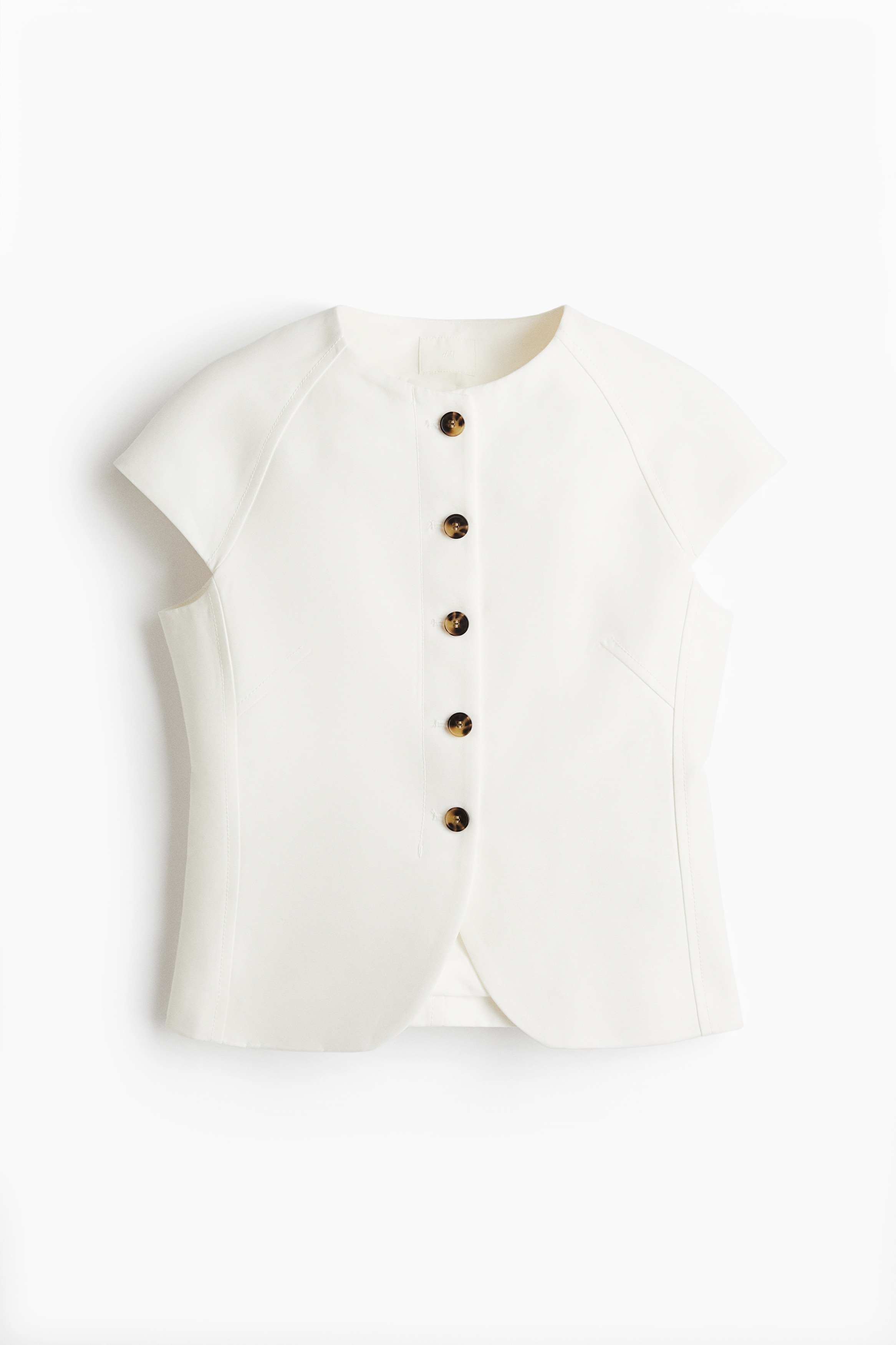 Önü Düğmeli Üst - Beyaz/Siyah/Beyaz/Siyah/Çizgili