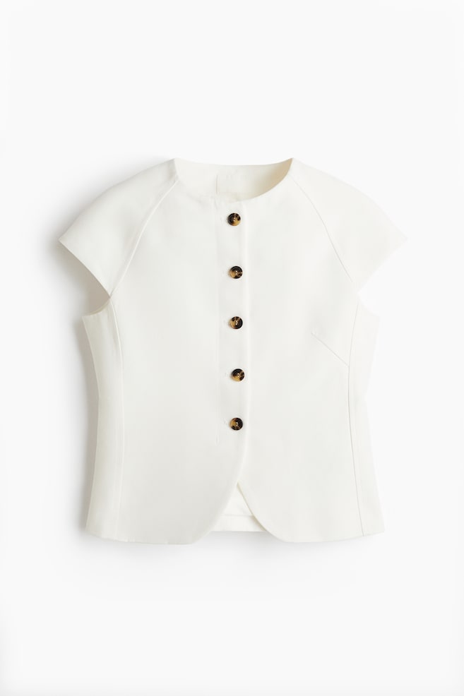 Shirt mit Knopfleiste - Weiß/Schwarz/Gestreift/Weiß/Schwarz - 1