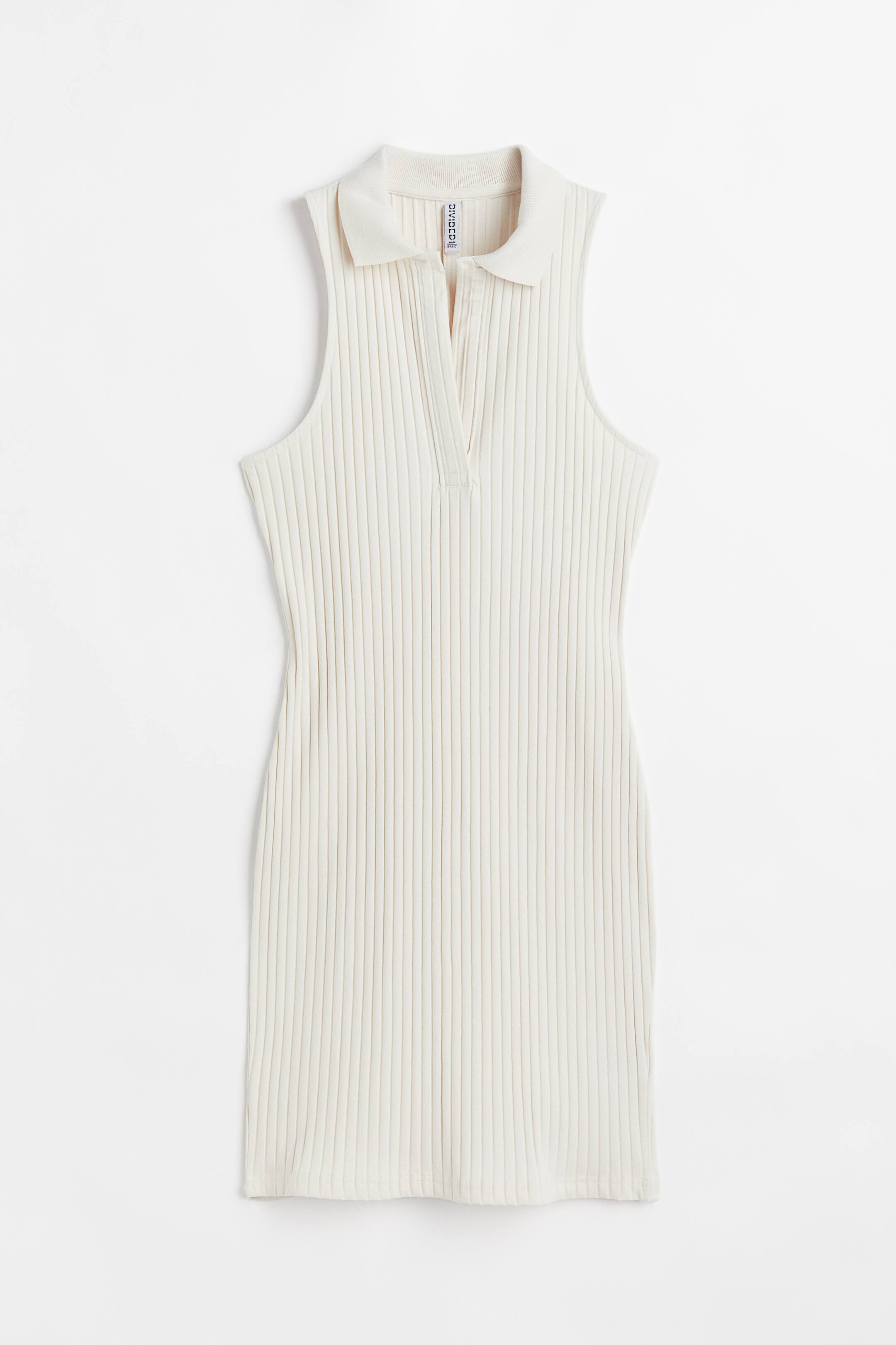 View larger image: Collared ribbed dress - Cream - Ladies | H&M 1