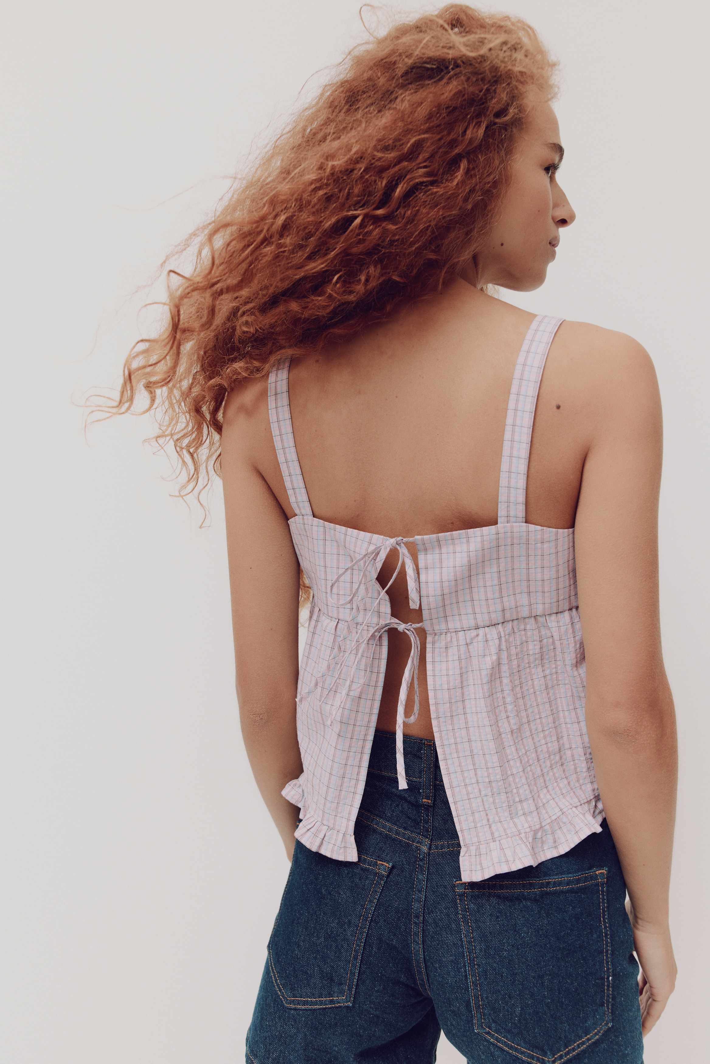 ⭐️ htk.hmです Rhinestone-Strap Top - White - Ladies | H&M US