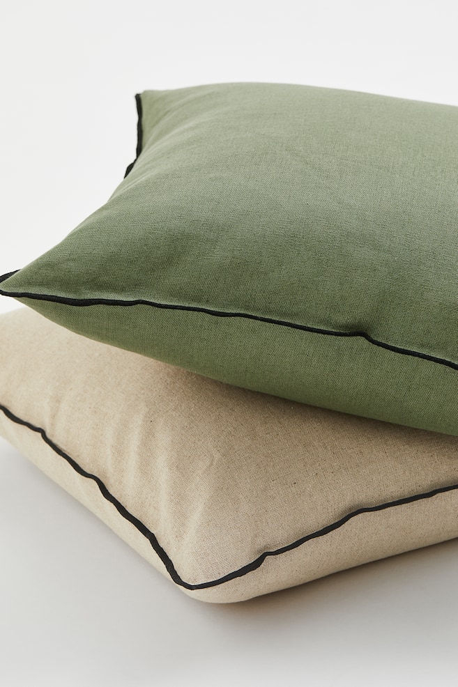 Linen-blend cushion cover - Light beige/Yellow/Green/Powder pink/White/Cerise - 2