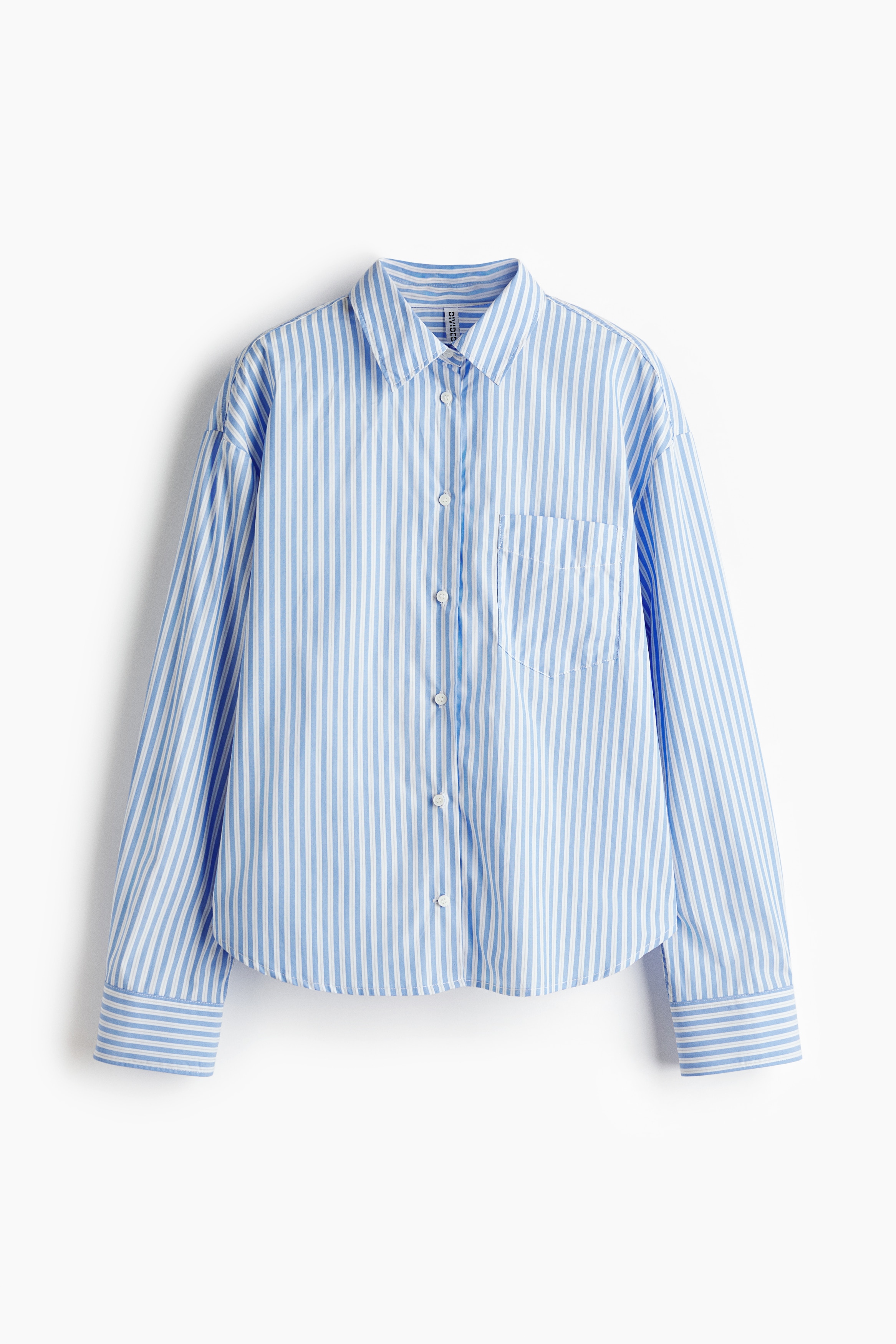 Oversized poplin shirt - Blue/Striped/Light beige/Striped/Blue/White