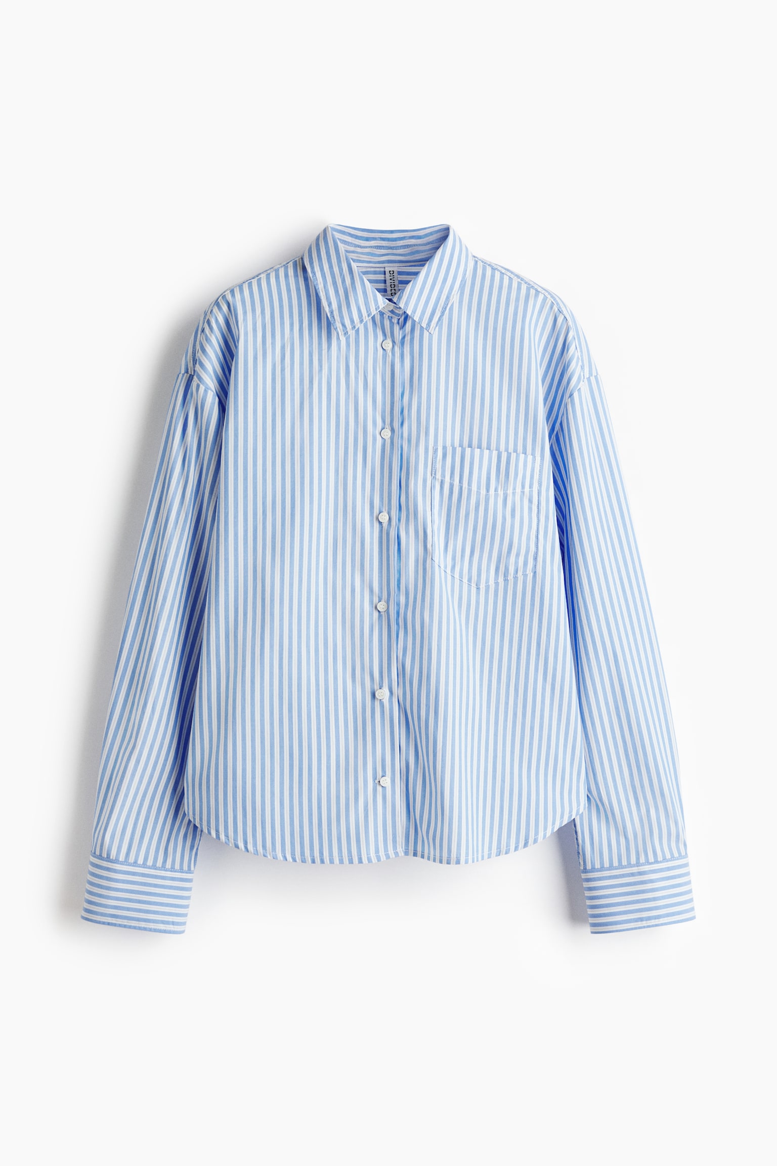 Oversized poplin shirt - Blue/Striped/Light beige/Striped - 2
