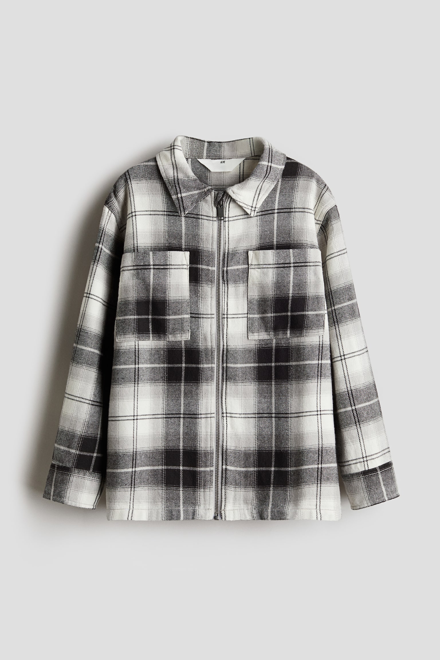 Cotton flannel overshirt - White/Checked/Brown/Checked - 1