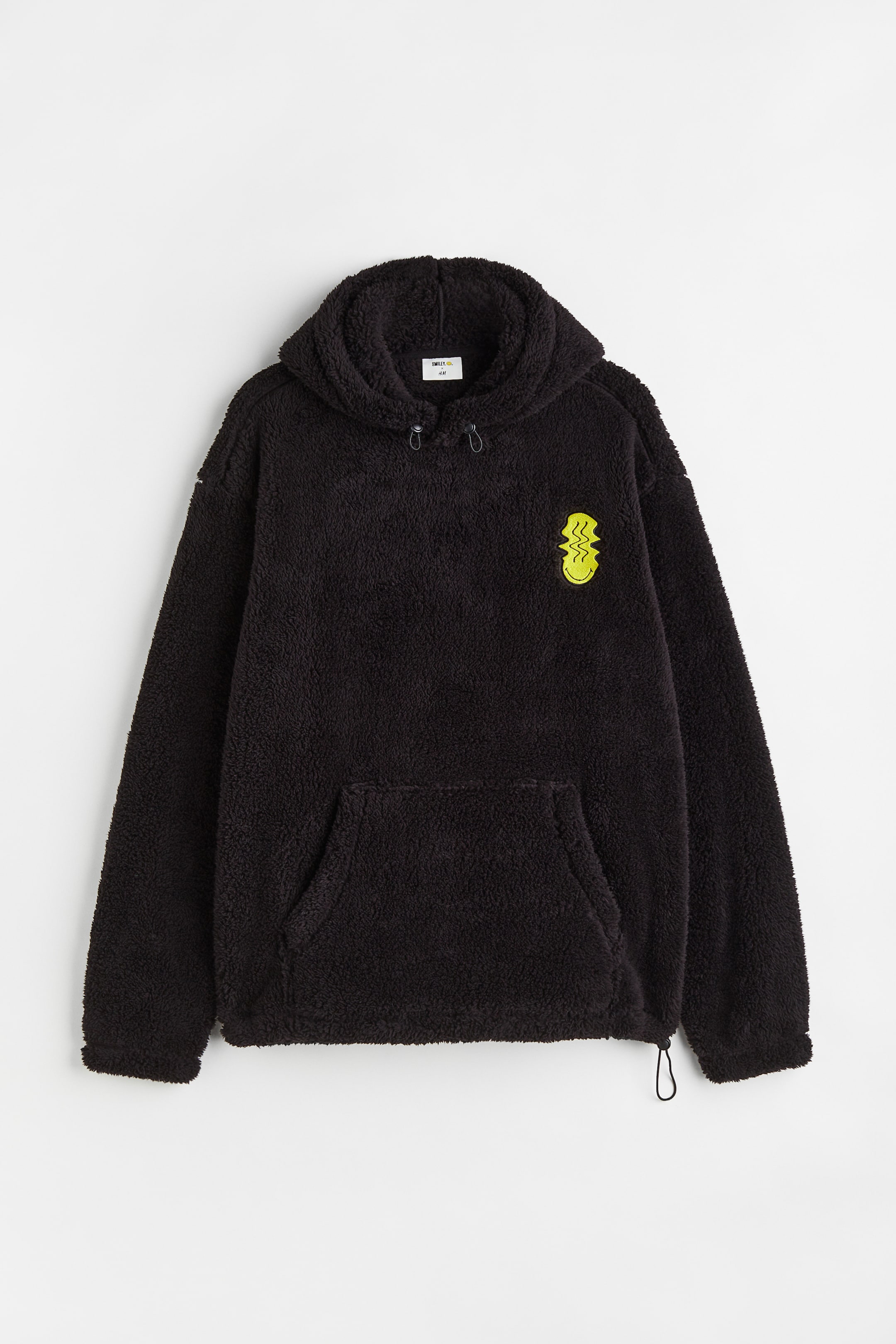 View larger image: Relaxed Fit Teddy Hoodie - Black/Smiley® - Men | H&M AU 1