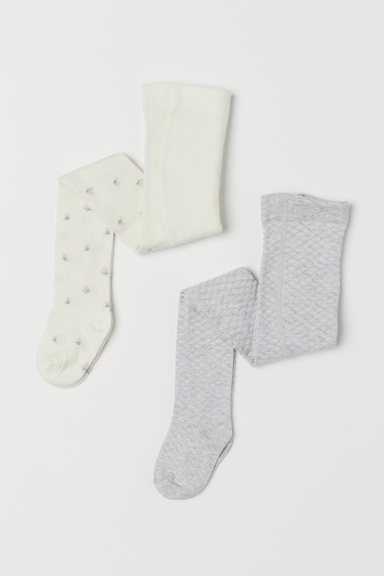 2-pack Tights - White/roses - Kids | H&M US