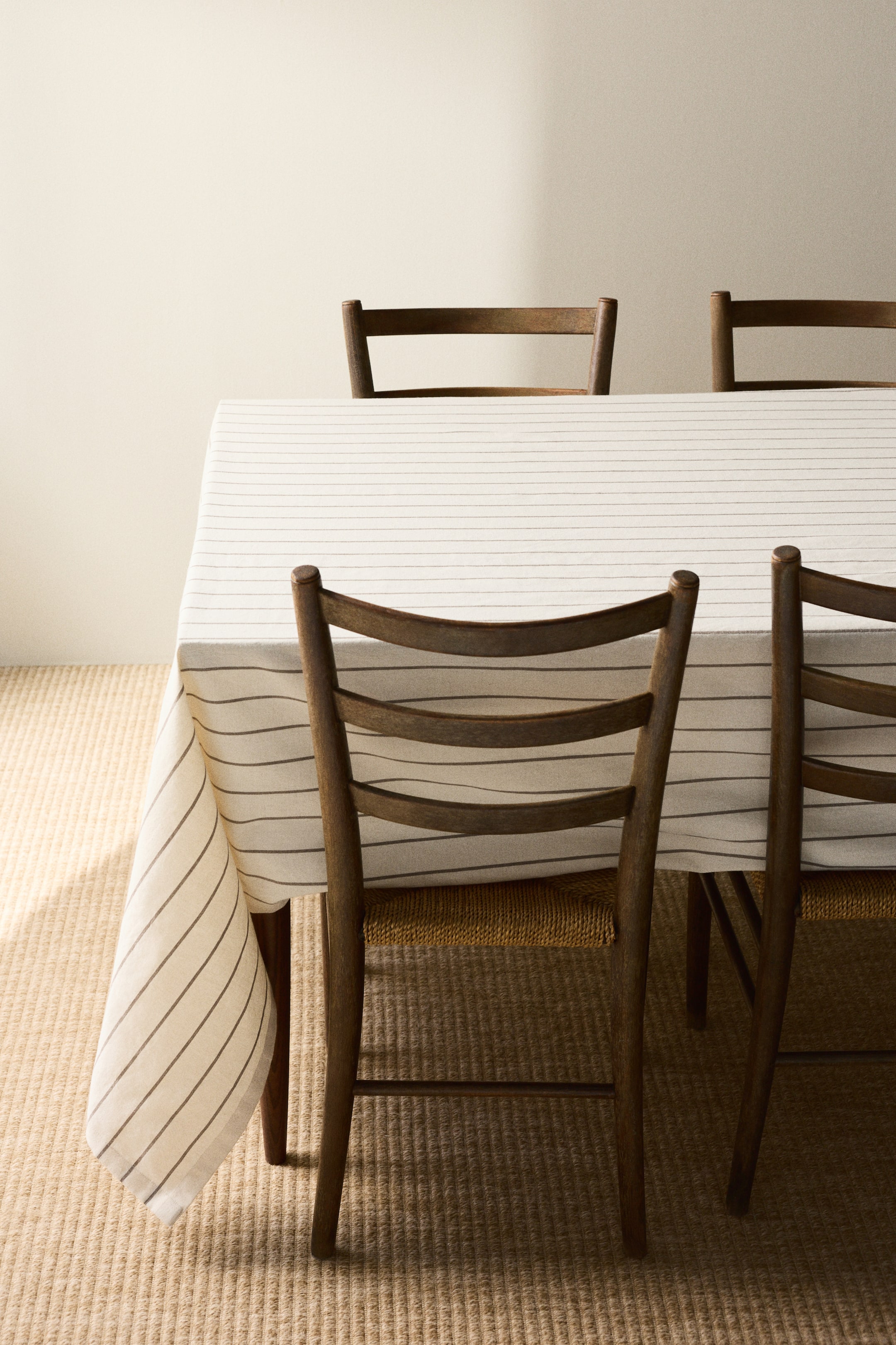 View larger image: Patterned linen-blend tablecloth - Cream/Brown striped - Home All | H&M 1