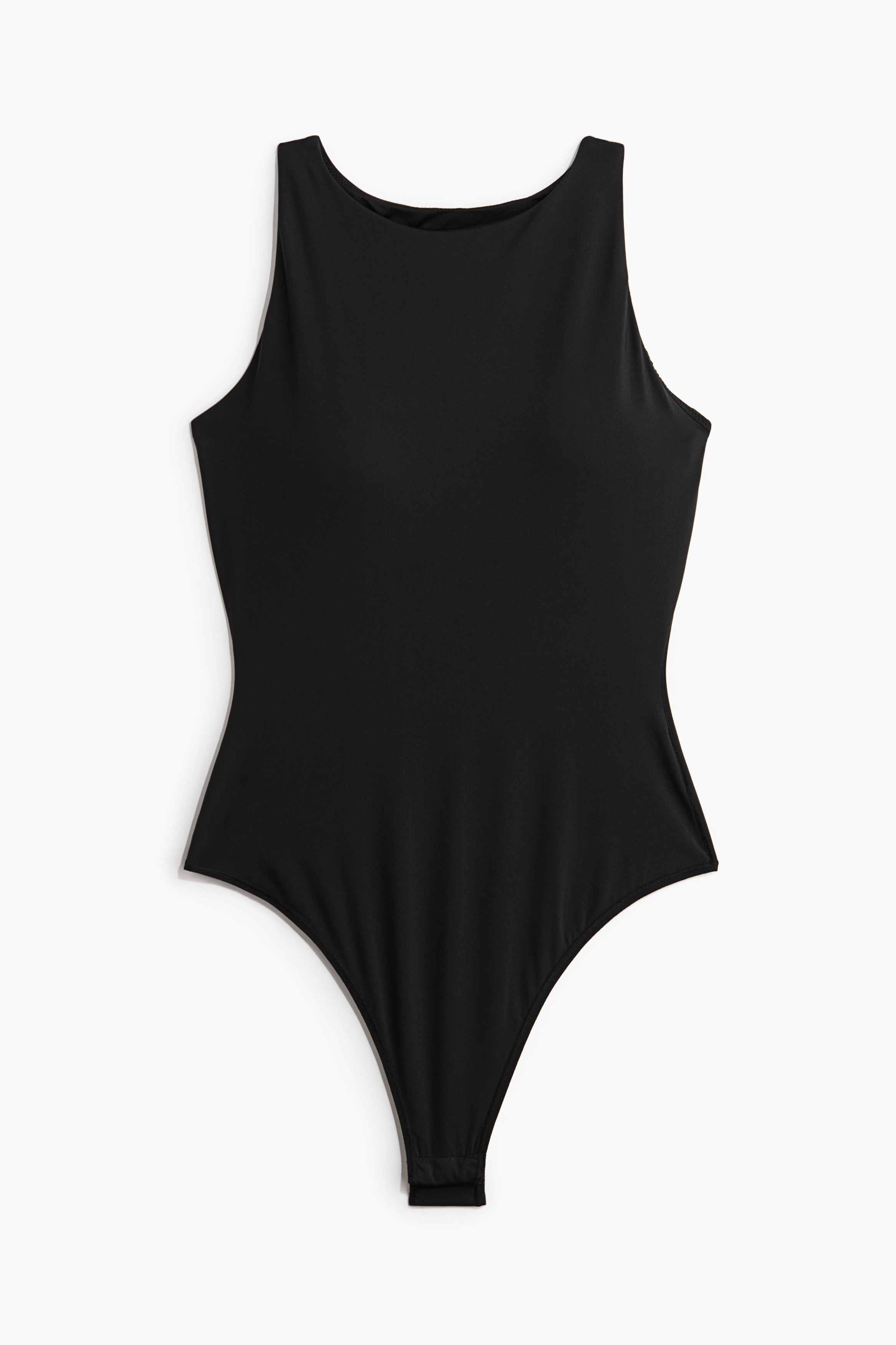 Padded Cup High Neck Microfibre G-string Bodysuit - Black/Dark beige