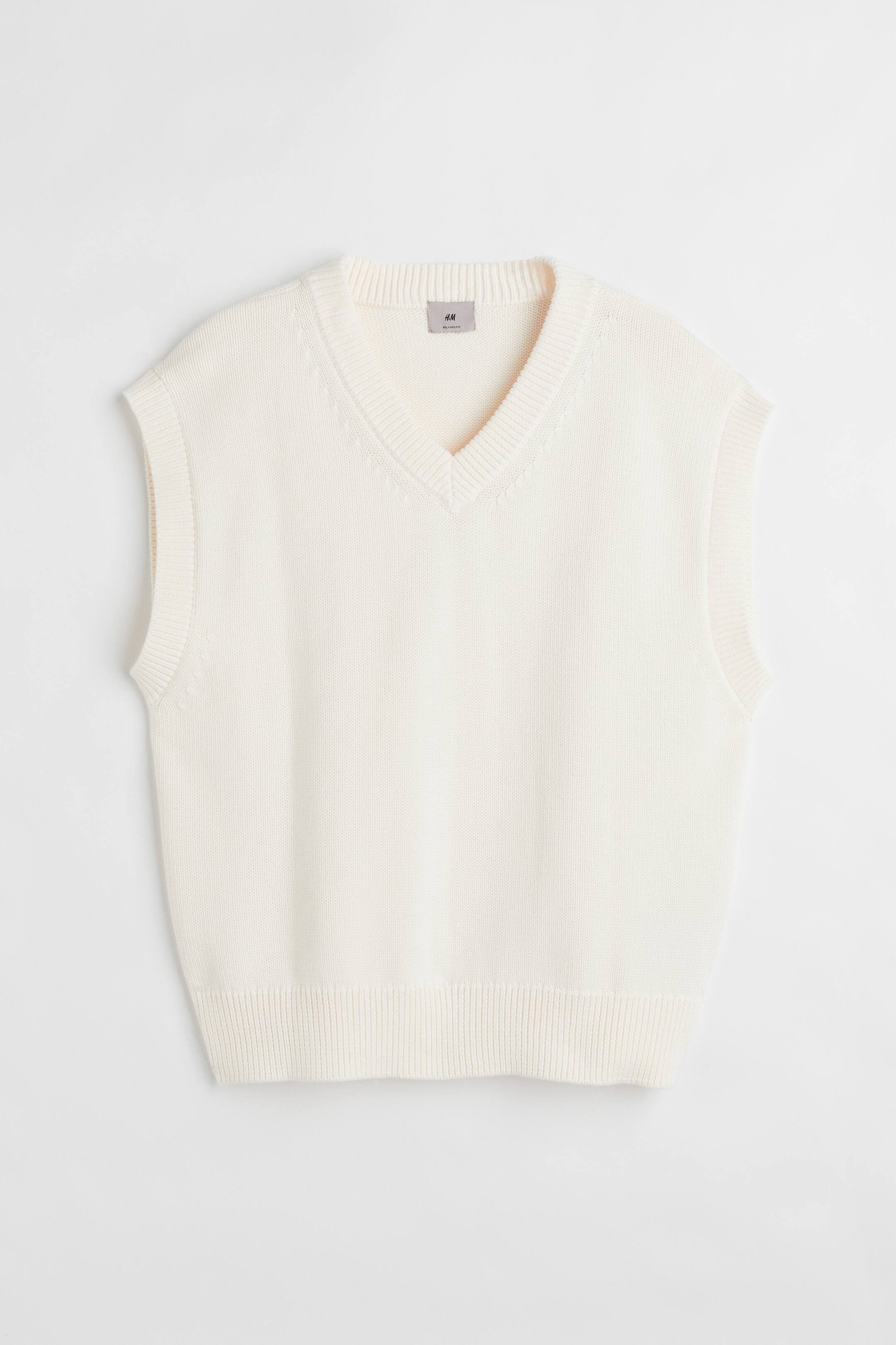View larger image: Relaxed Fit Pima cotton sweater vest - Cream - Men | H&M 1