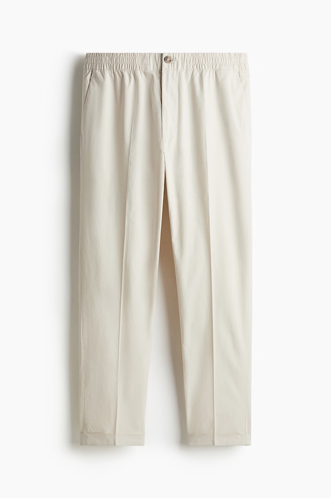 Regular Fit Cropped cotton trousers - Light beige - 1