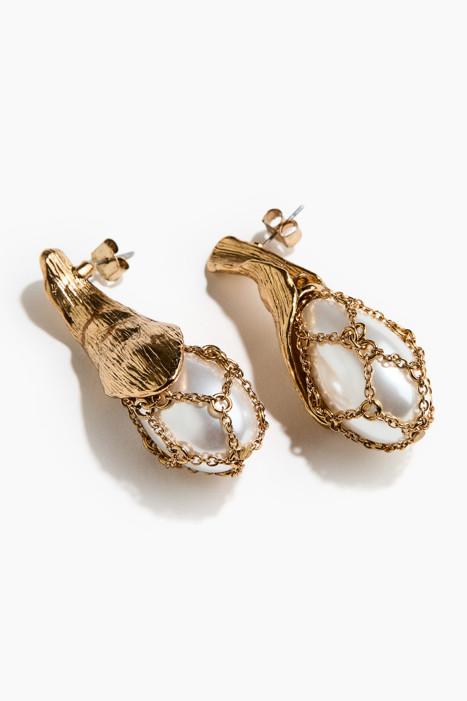 Bead-pendant earrings - Gold-coloured - 2