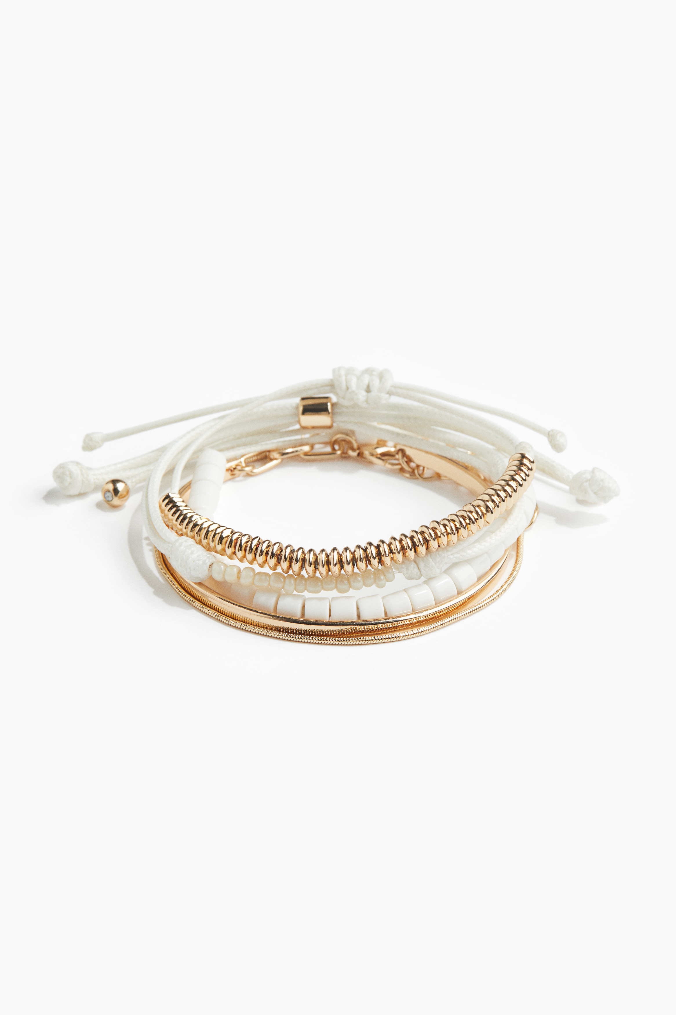 5-pack Bracelets - White/Gold colour