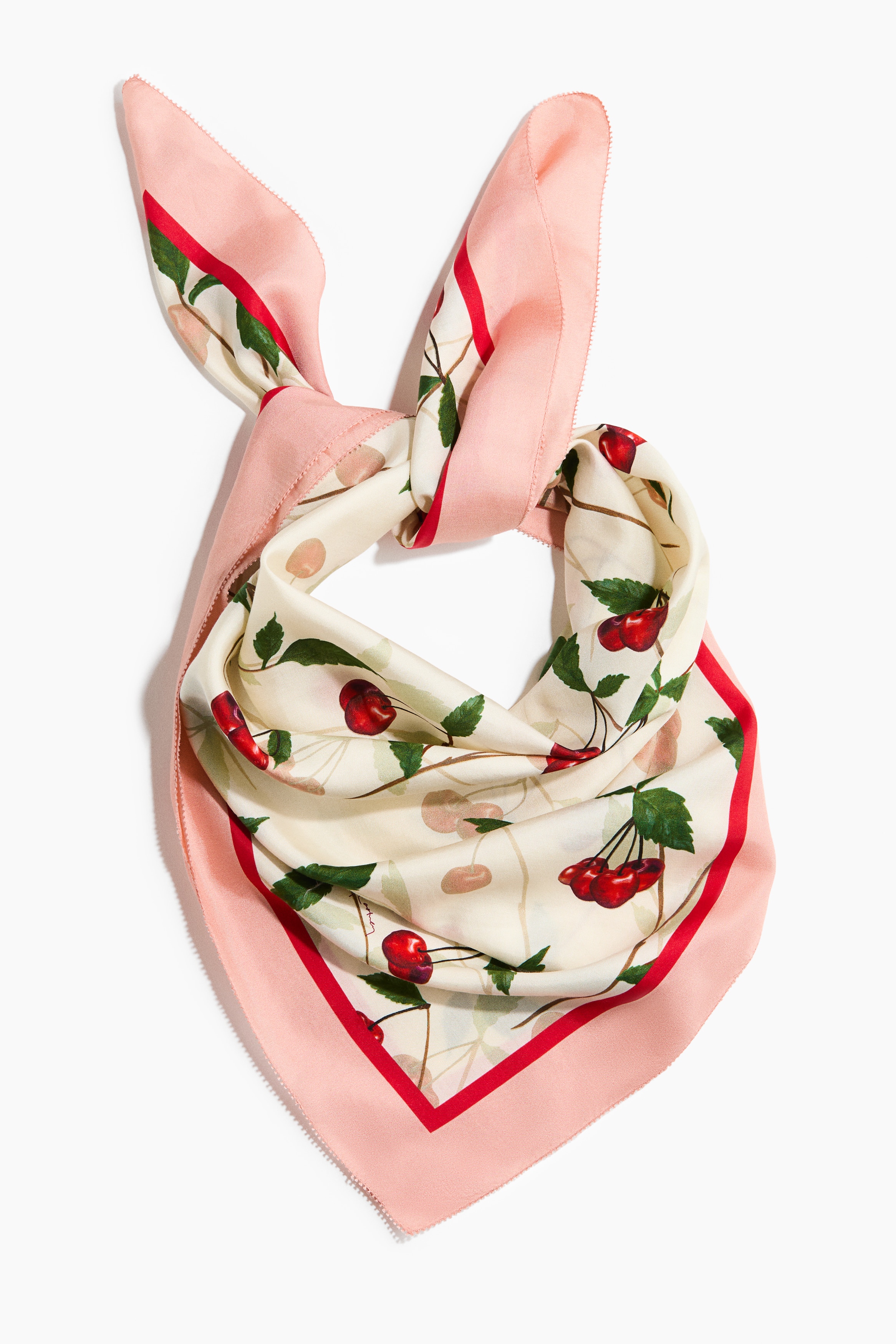 Cherry-print silk-blend scarf