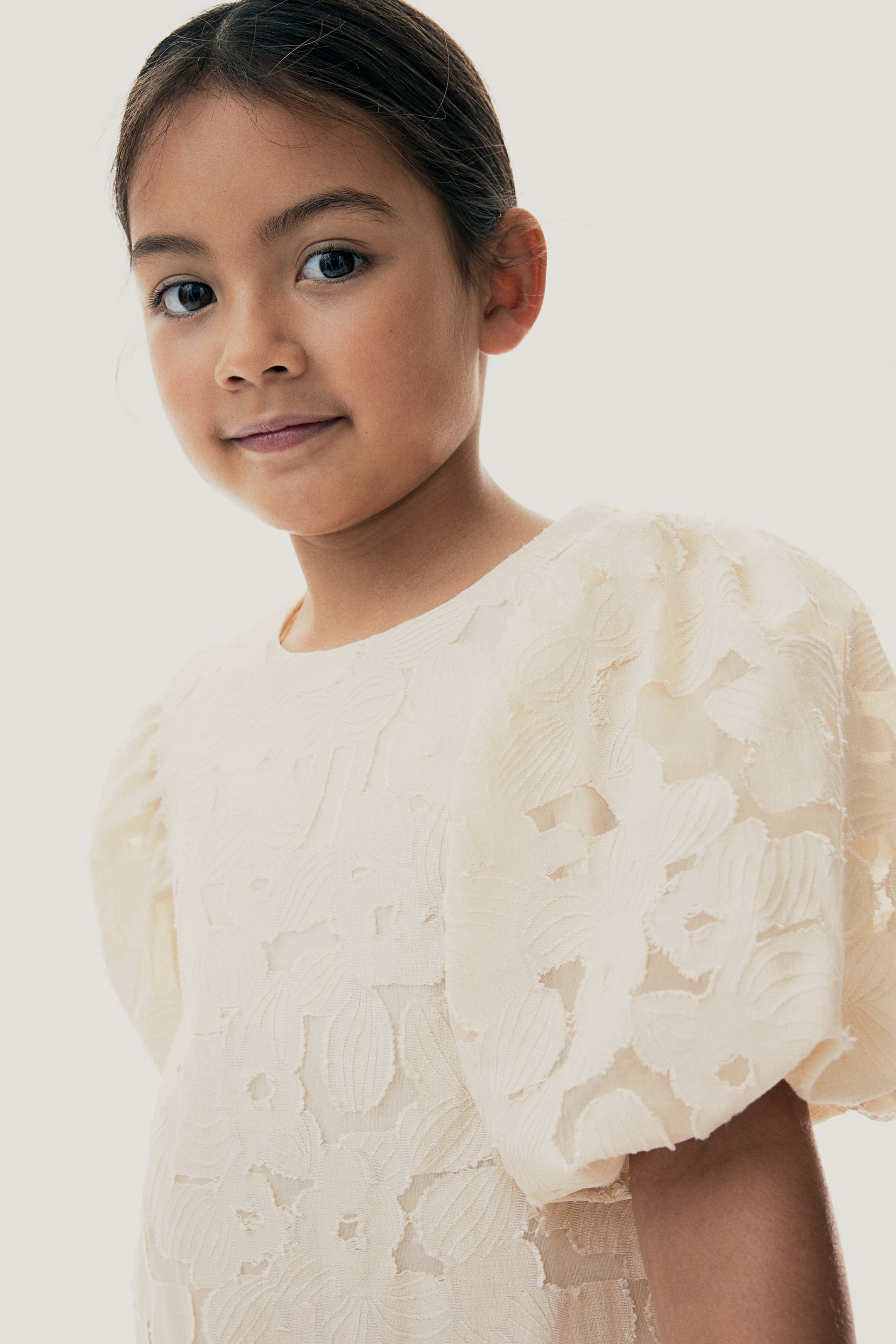 Jacquard-weave dress - Cream - Kids | H&M GB 3