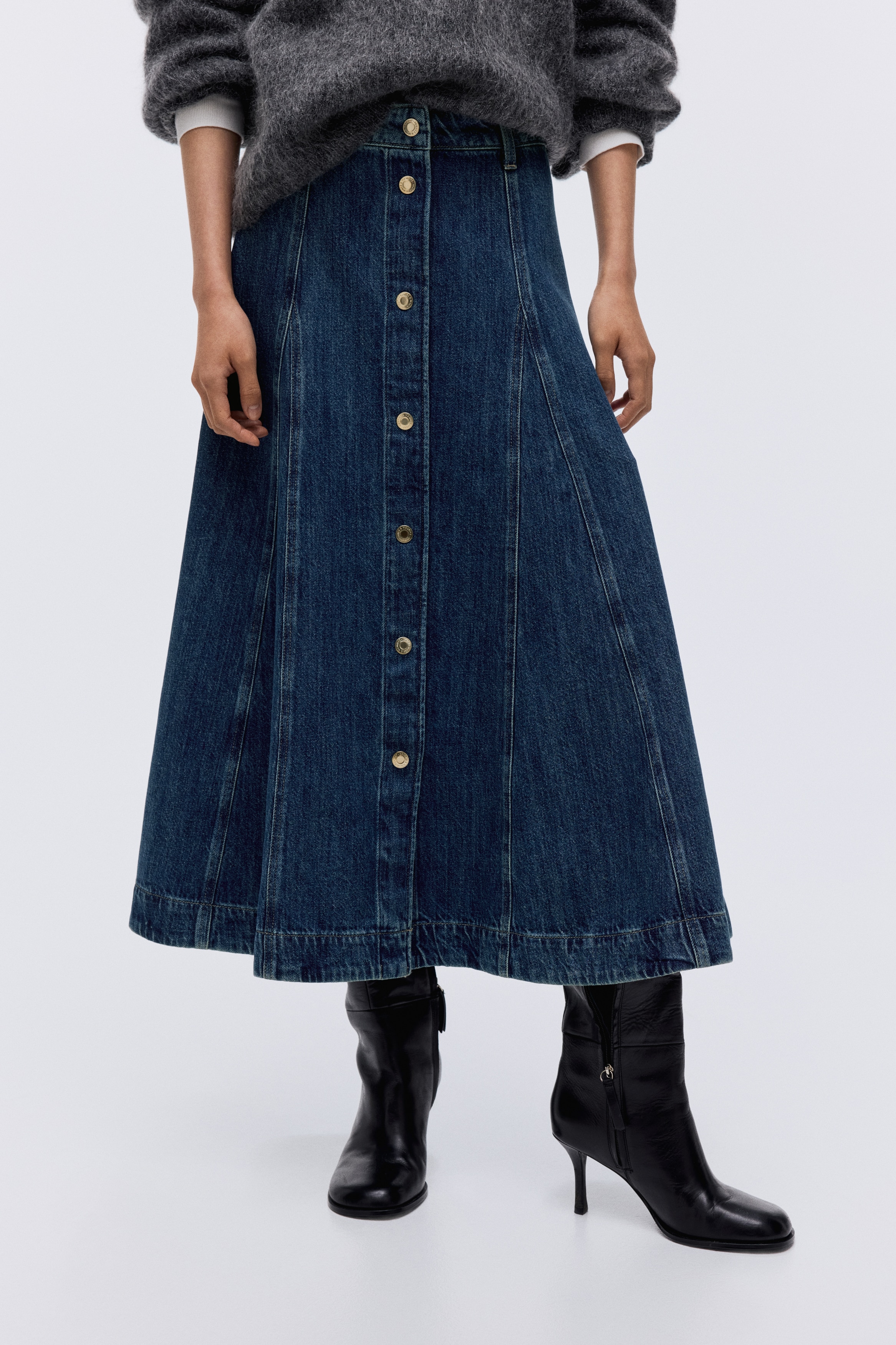 A-line denim skirt