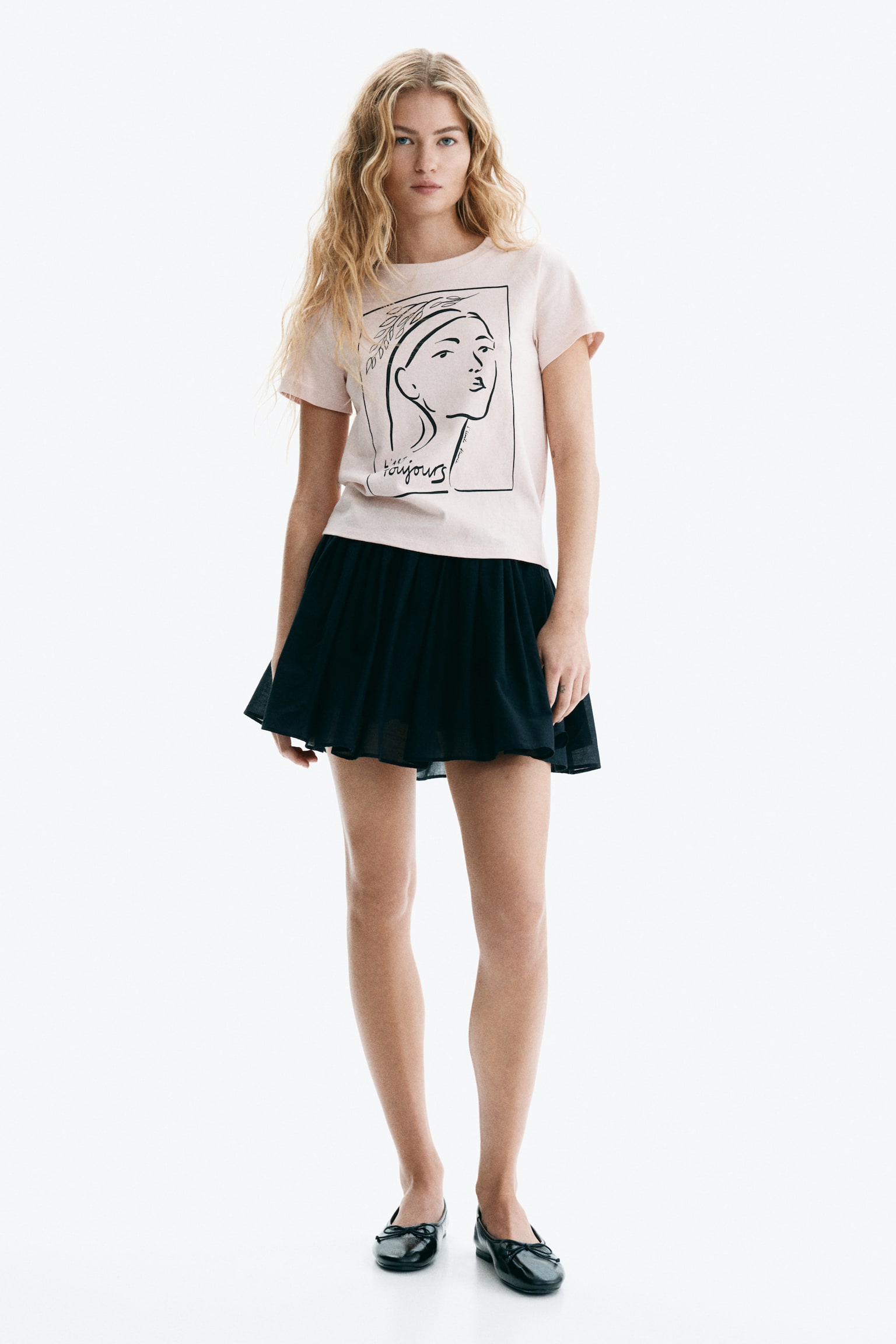 Áo thun cotton - Màu hồng nhạt/L'art Toujours - 4