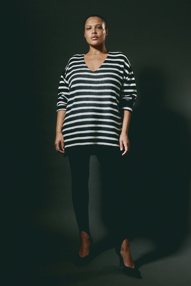 Oversized jumper - Black/White striped/Light beige/Black striped/Pale yellow - 3