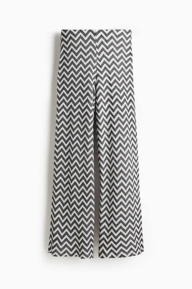 Pantalón amplio en punto jacquard - Negro/Estampado de zigzag/Beige/Estampado en zigzag - 1