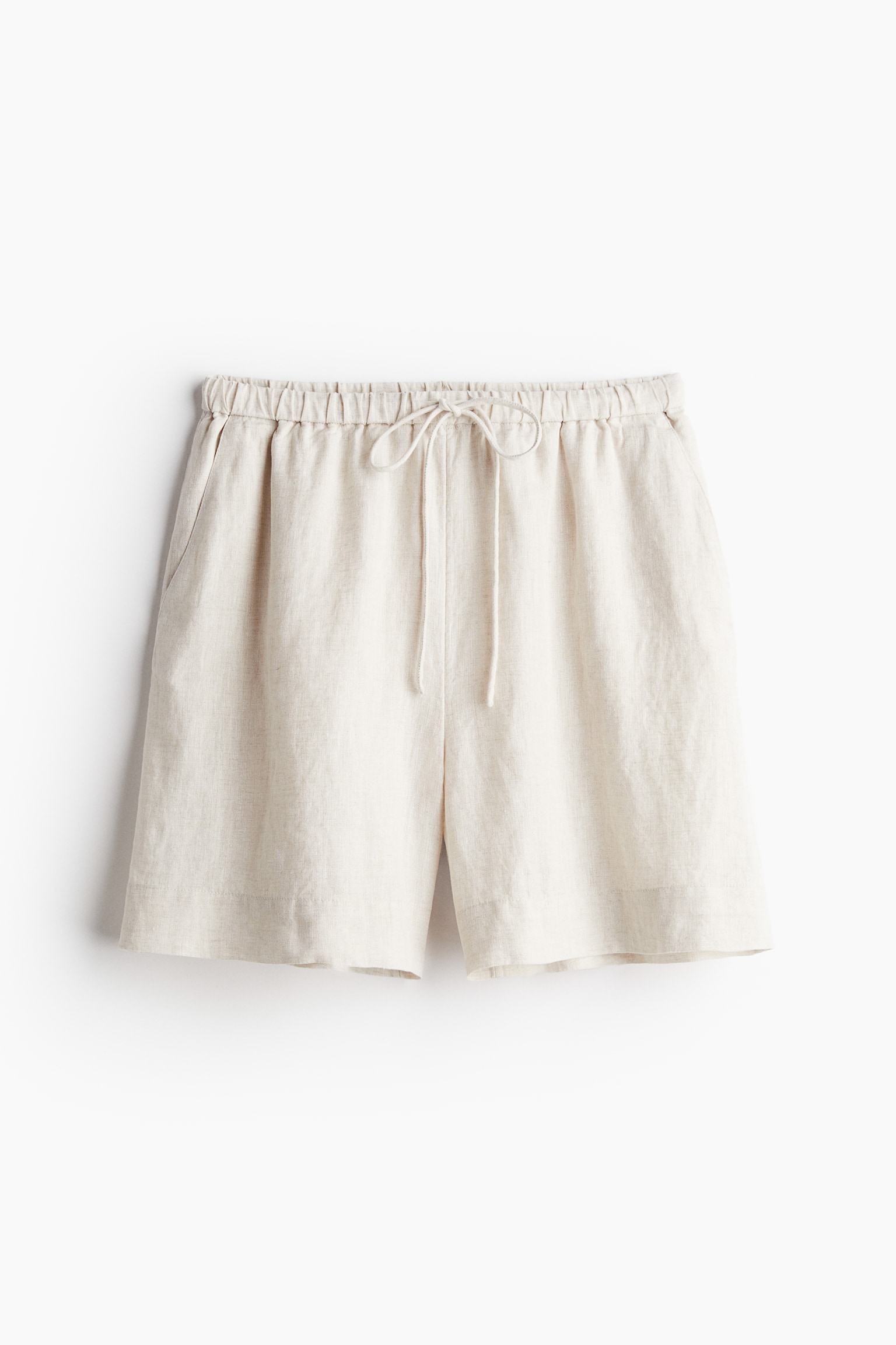 Linen Pull On Shorts - Light beige/Dark grey/Dark beige - 2