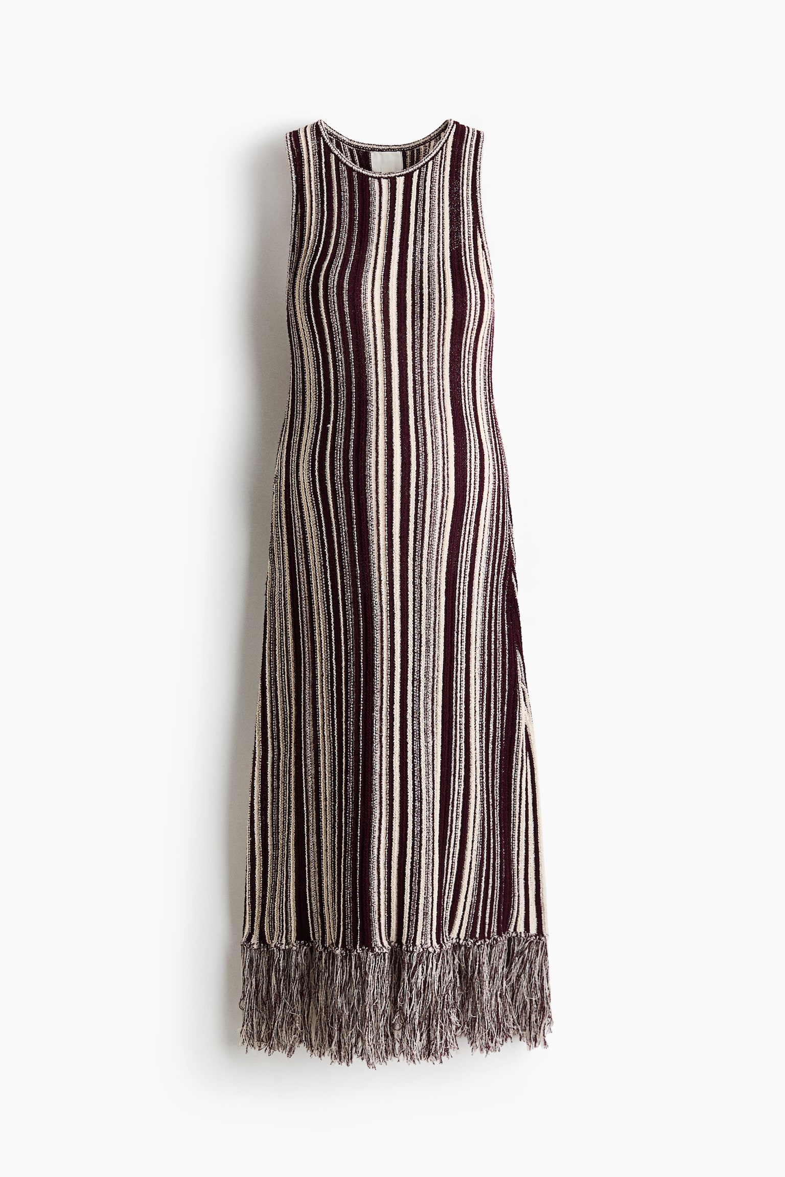 MAMA Robe en tricot avec franges - Bourgogne/rayé - 1