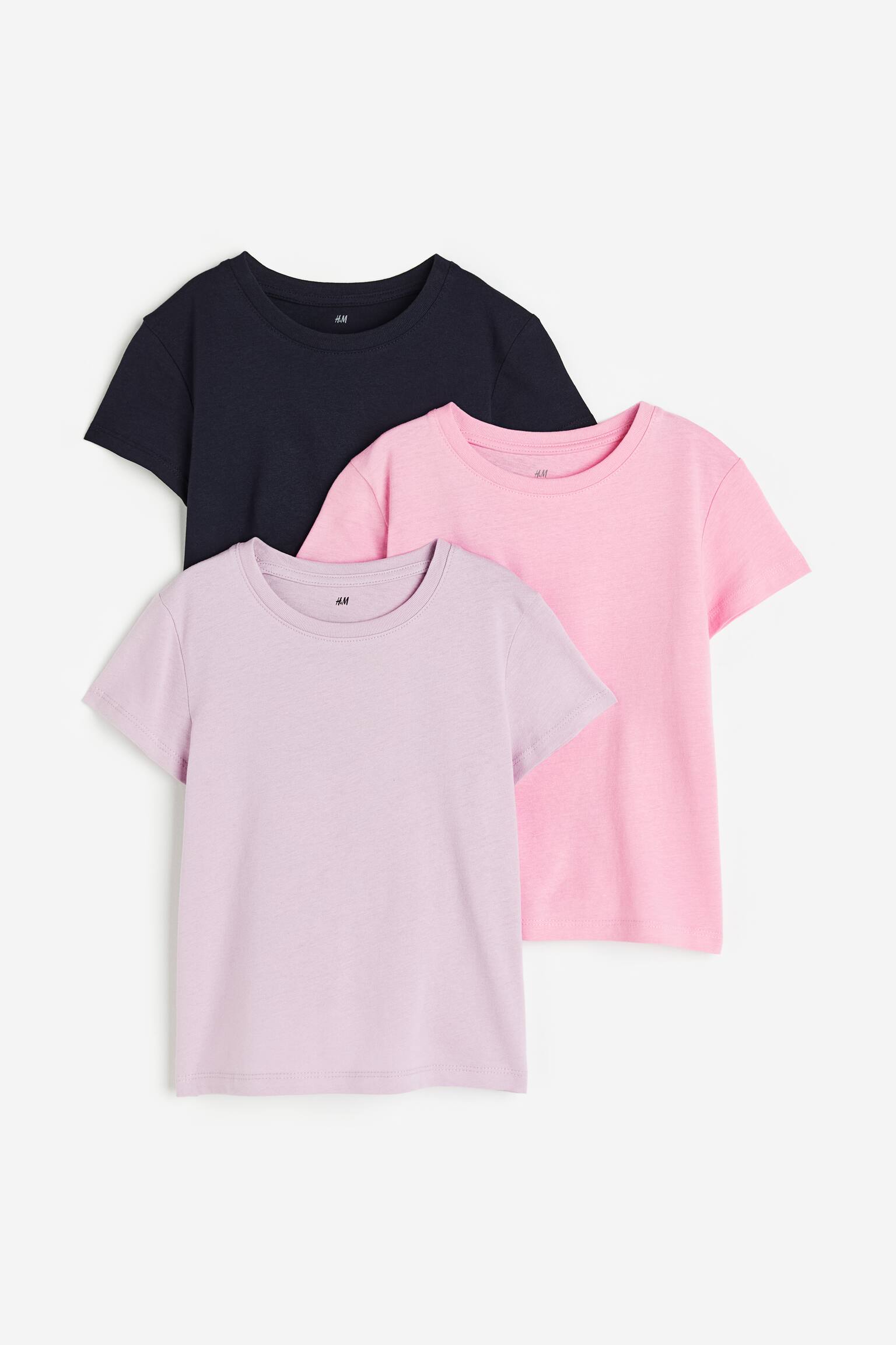 3-pack cotton tops - Lilac/Light pink/Black/White/Pink/Purple/Black/White/Brick red/White - 1