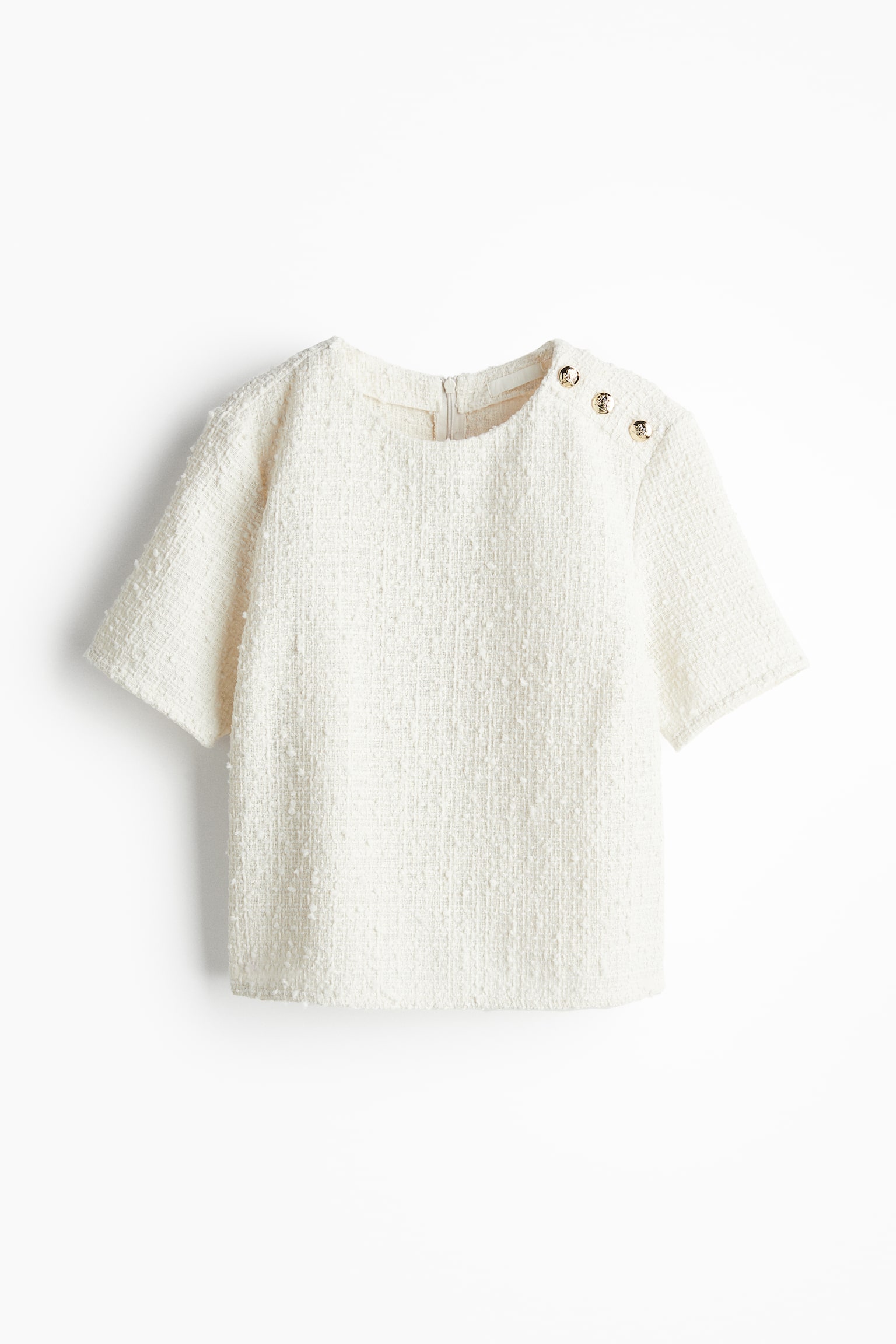 Bouclé blouse - White/Black - 2