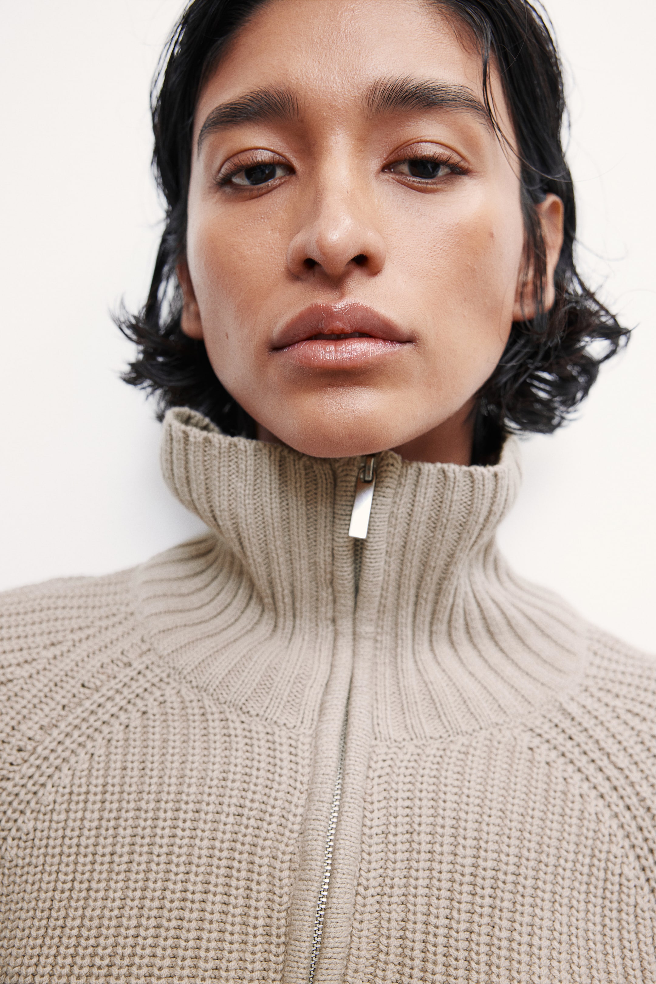 Rib-knit Half-zip Sweater