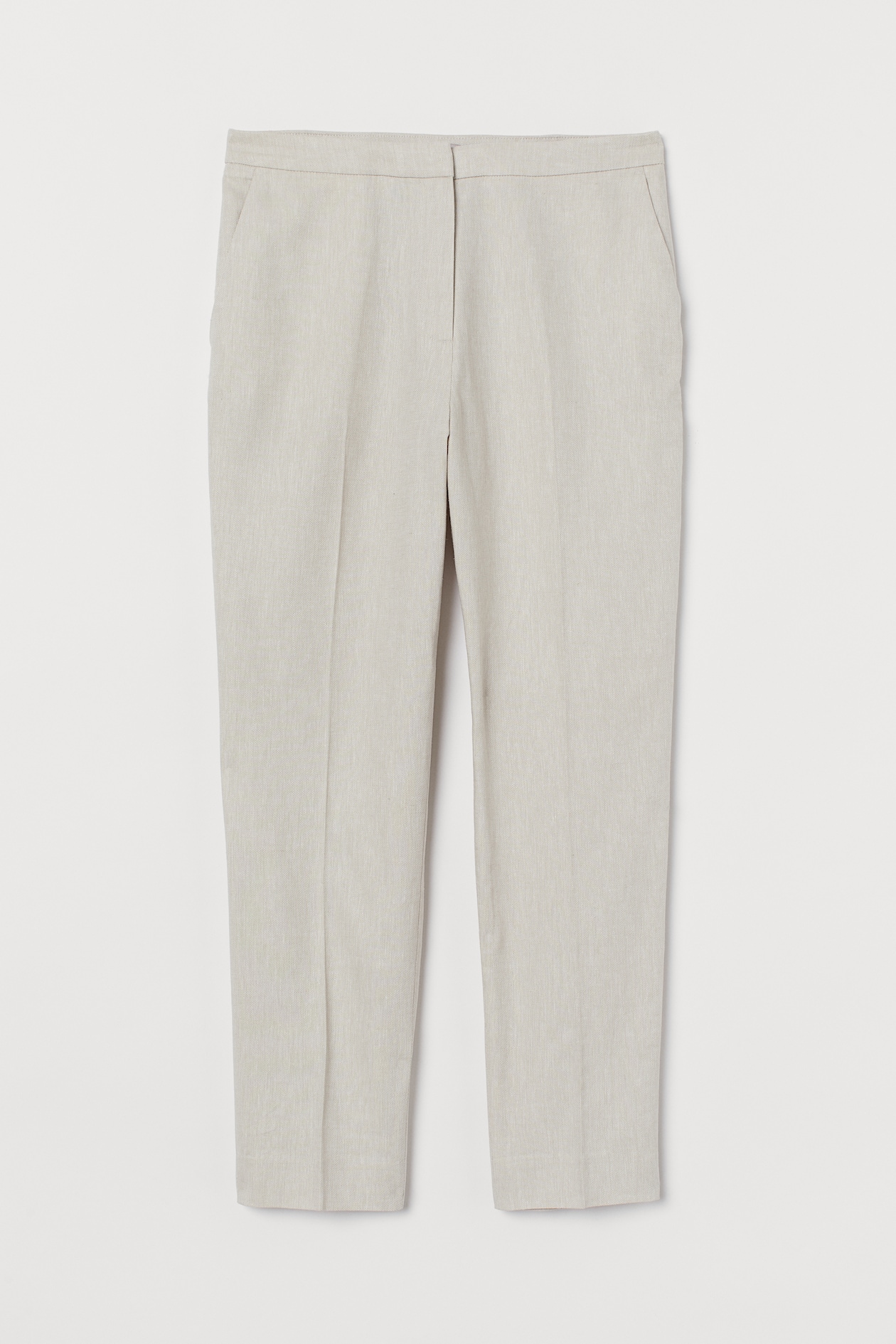 Cigarette trousers - Regular waist - Ankle length - Light beige ...