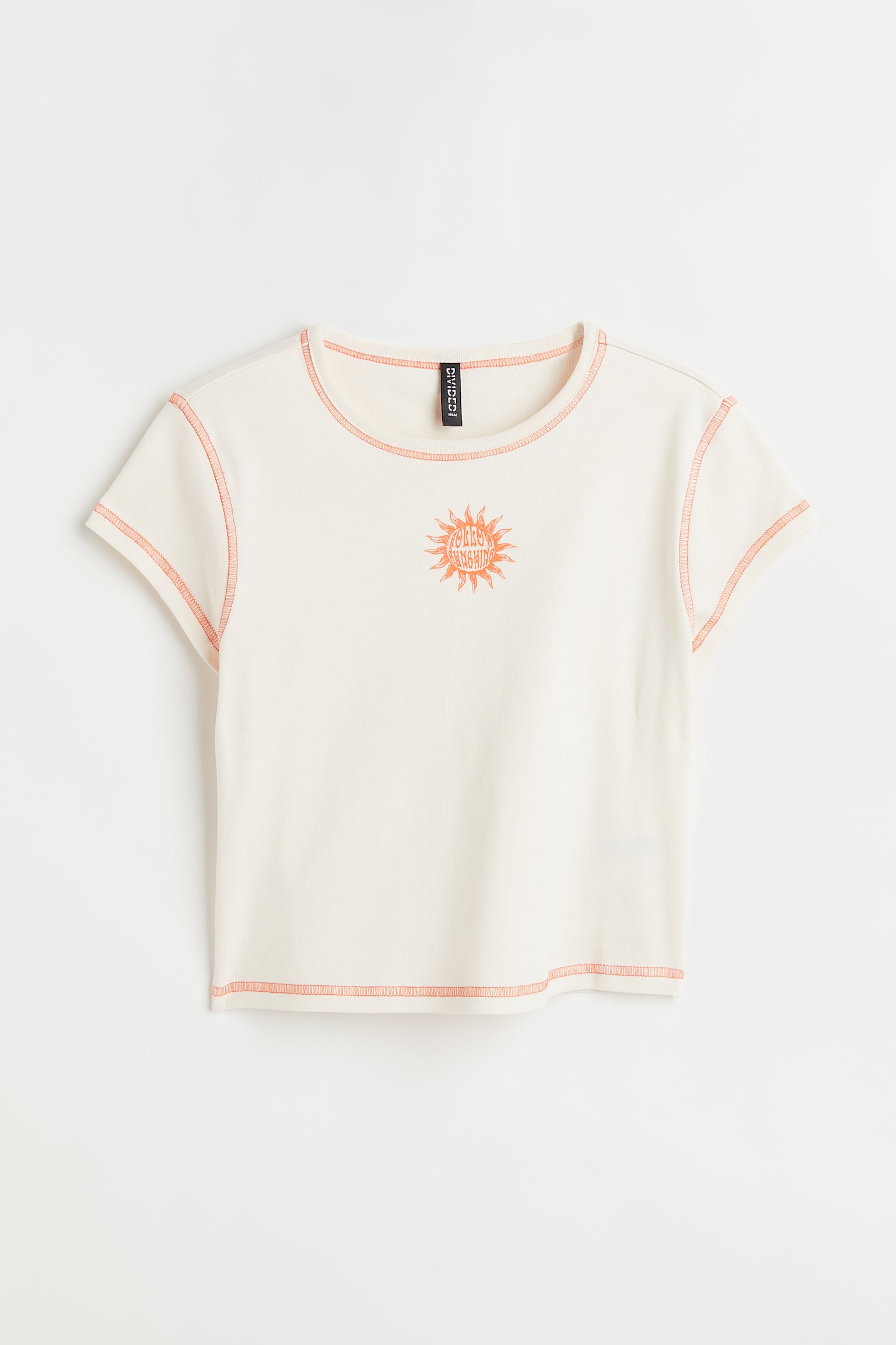 Print Cropped Top - White/Sunburst - 1