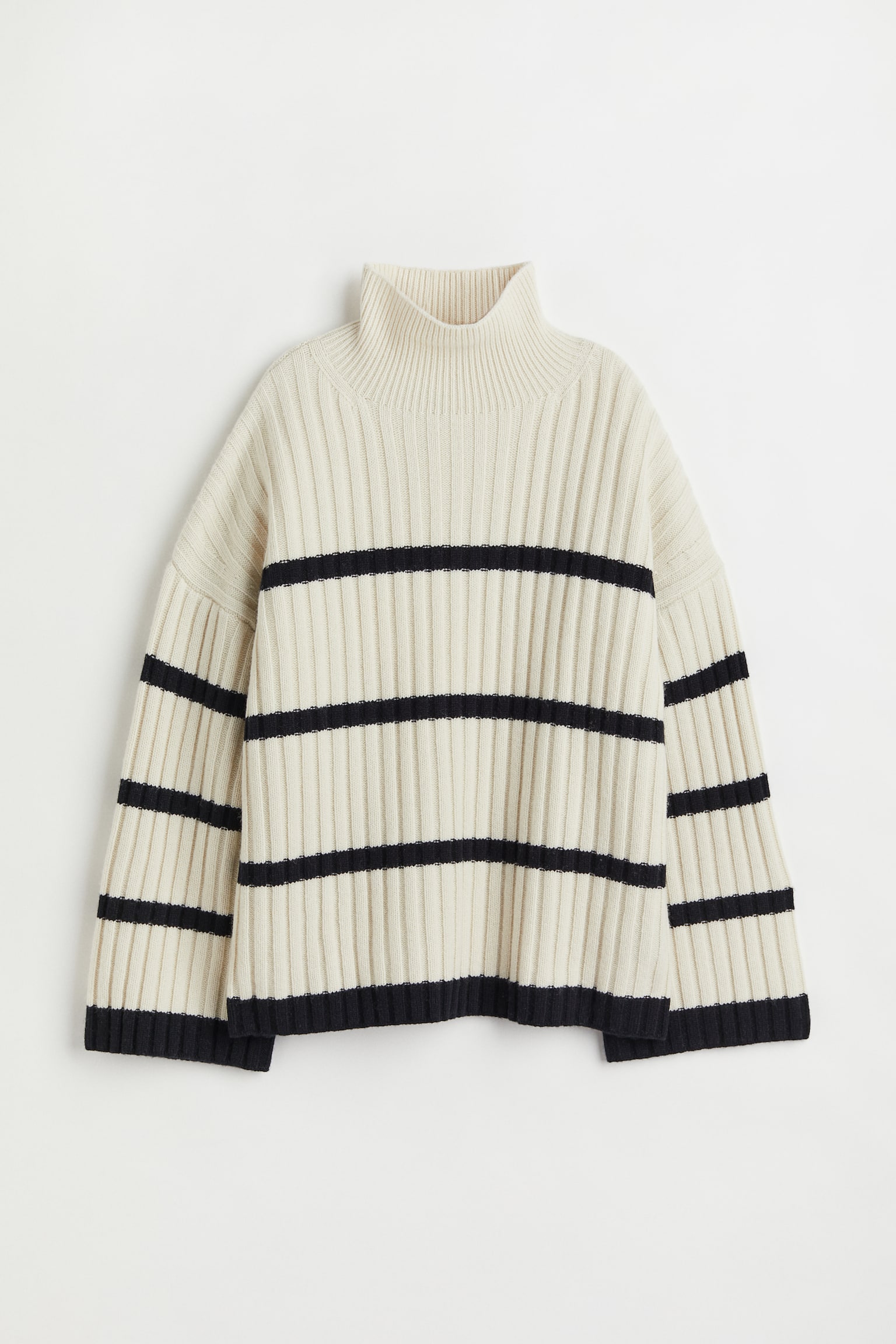 Rib-knit wool jumper - White/Striped