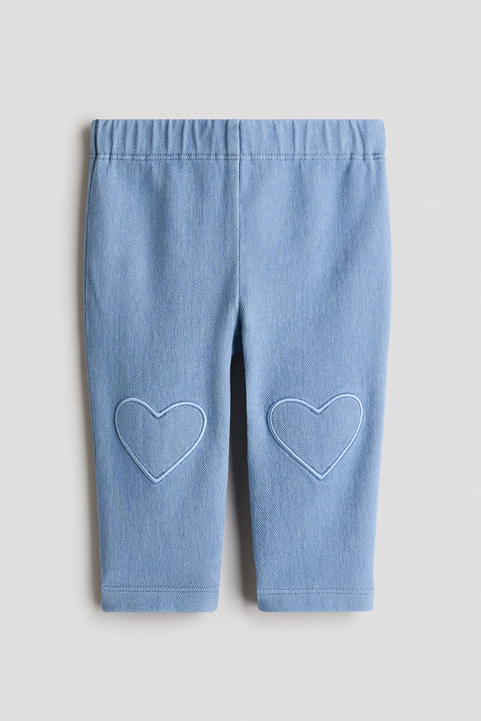 Heart-detail leggings - Light blue