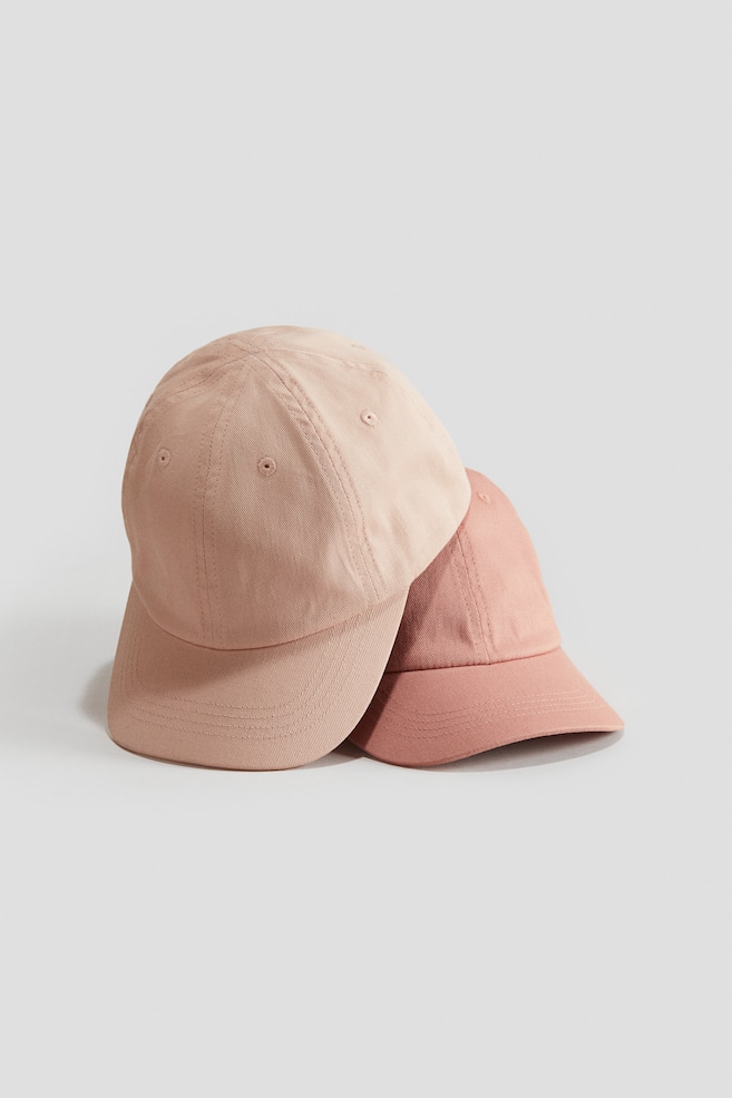 Lot de 2 casquettes en twill de coton - Rose ancien/Rose/rose poudré - 1