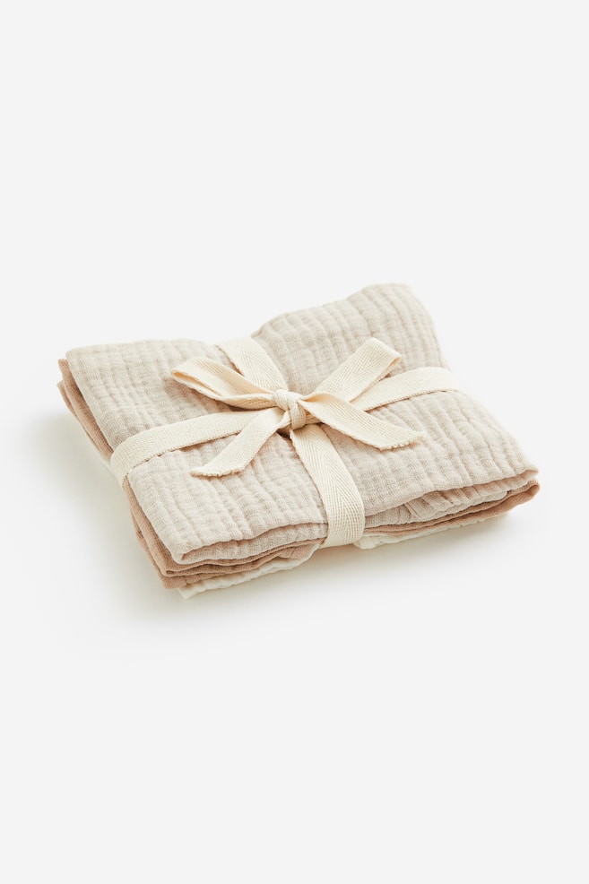 3-pack muslin comfort blankets - Light beige/White/Dark grey/Brown/Light pink/Beige/Light turquoise/White/dc/dc - 3