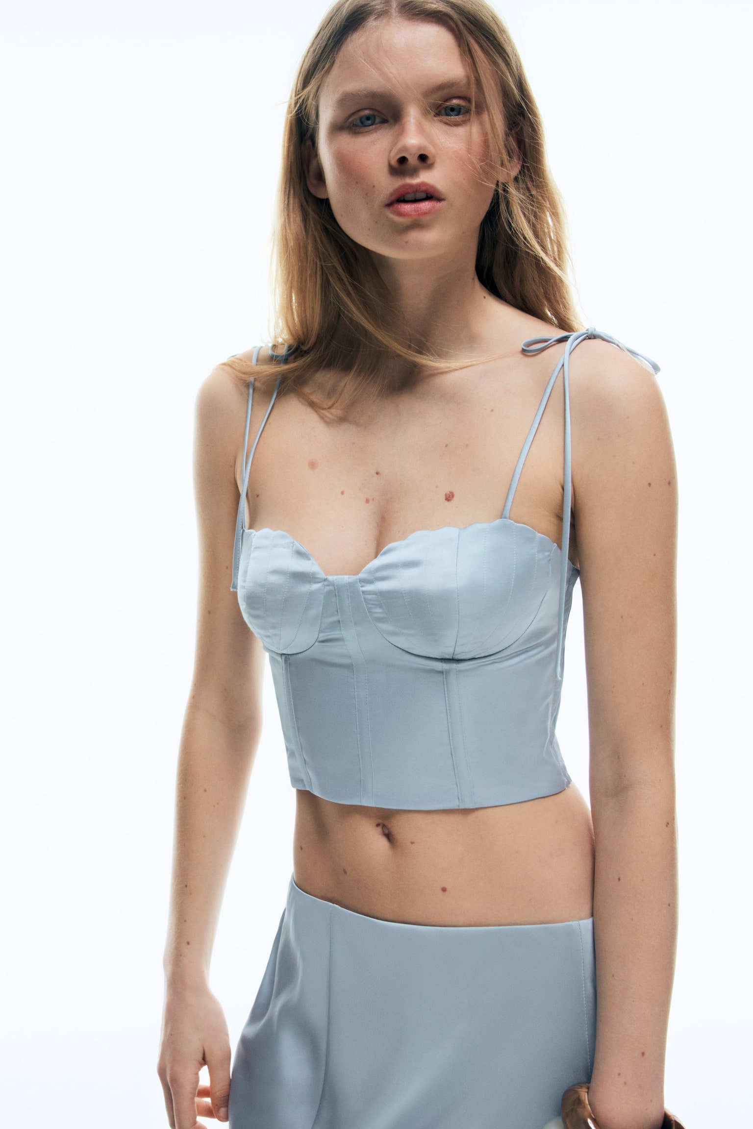 Satin bustier top - Light dusty blue - 5