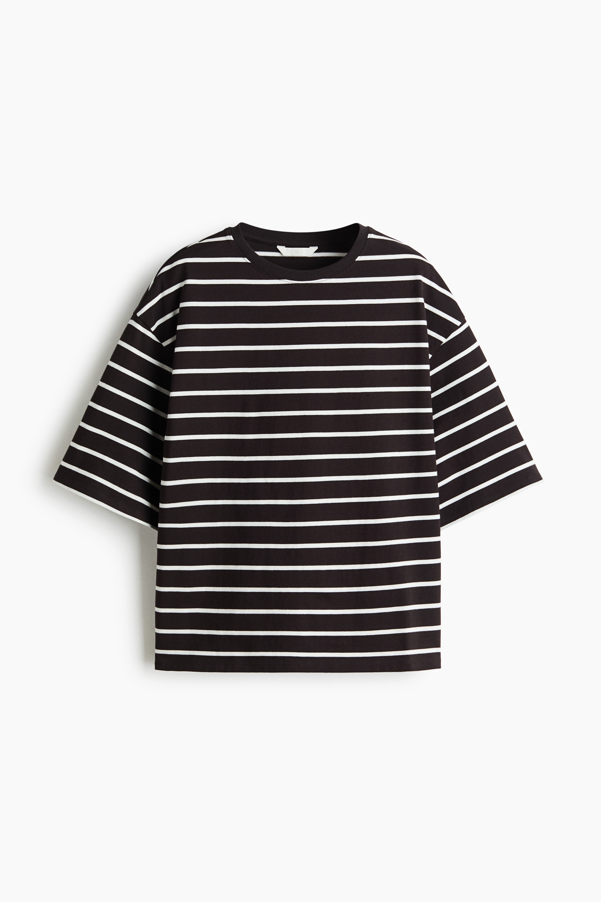 Oversized katoenen T-shirt - Donkerbruin/gestreept/Wit/roze gestreept/Donkerbruin/gestreept