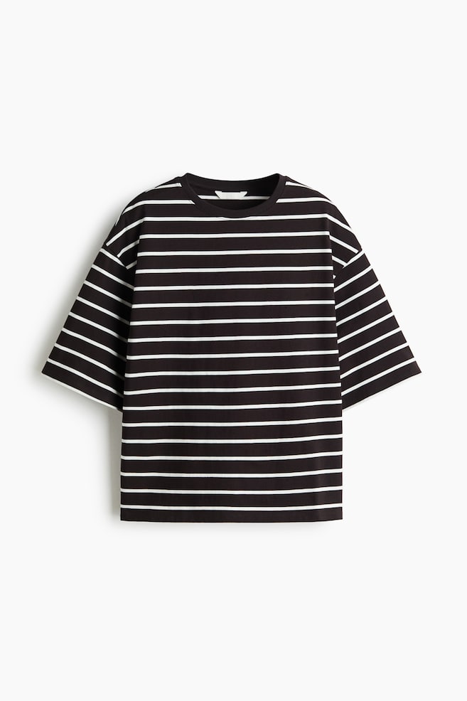 Camiseta oversize de algodón - Marrón oscuro/Rayas - 1