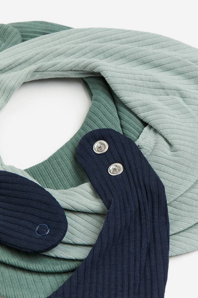 3-pak ribbet trekantstørklæde - Marineblå/Grøn - 2