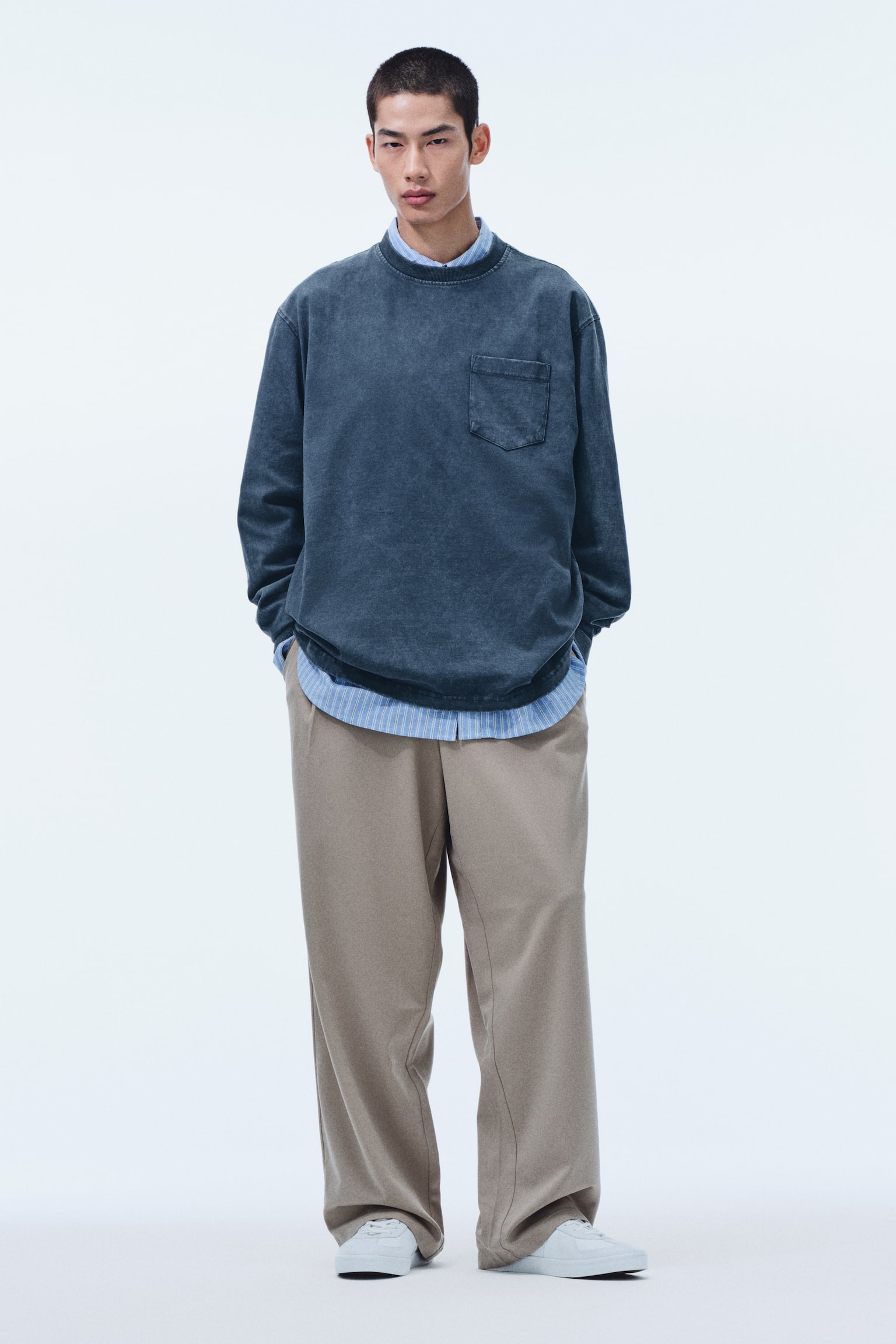 Loose Fit Long-sleeved top - Dark teal/Black/Beige - 2