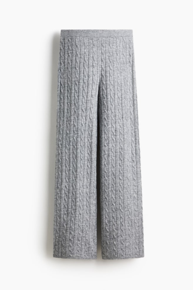 Pantaloni tricotați cu torsade - Gri-melanj/Crem/Bleumarin/Roz - 1