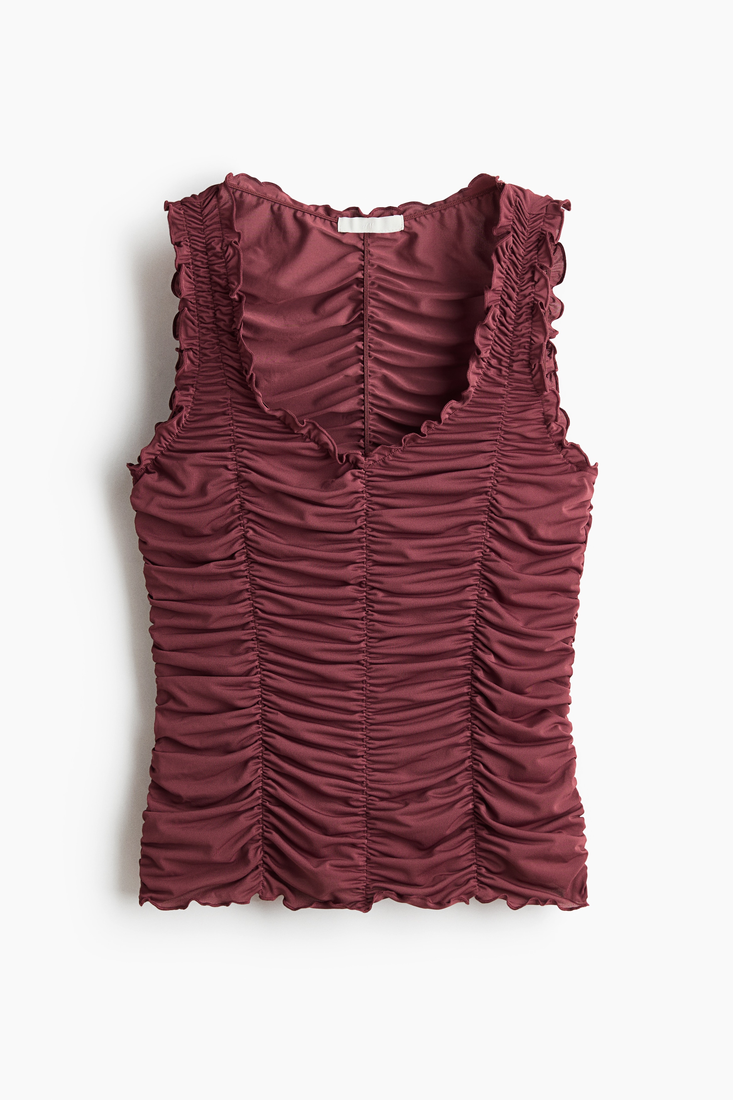 Ruched crêpe top - Rust red/Dark brown