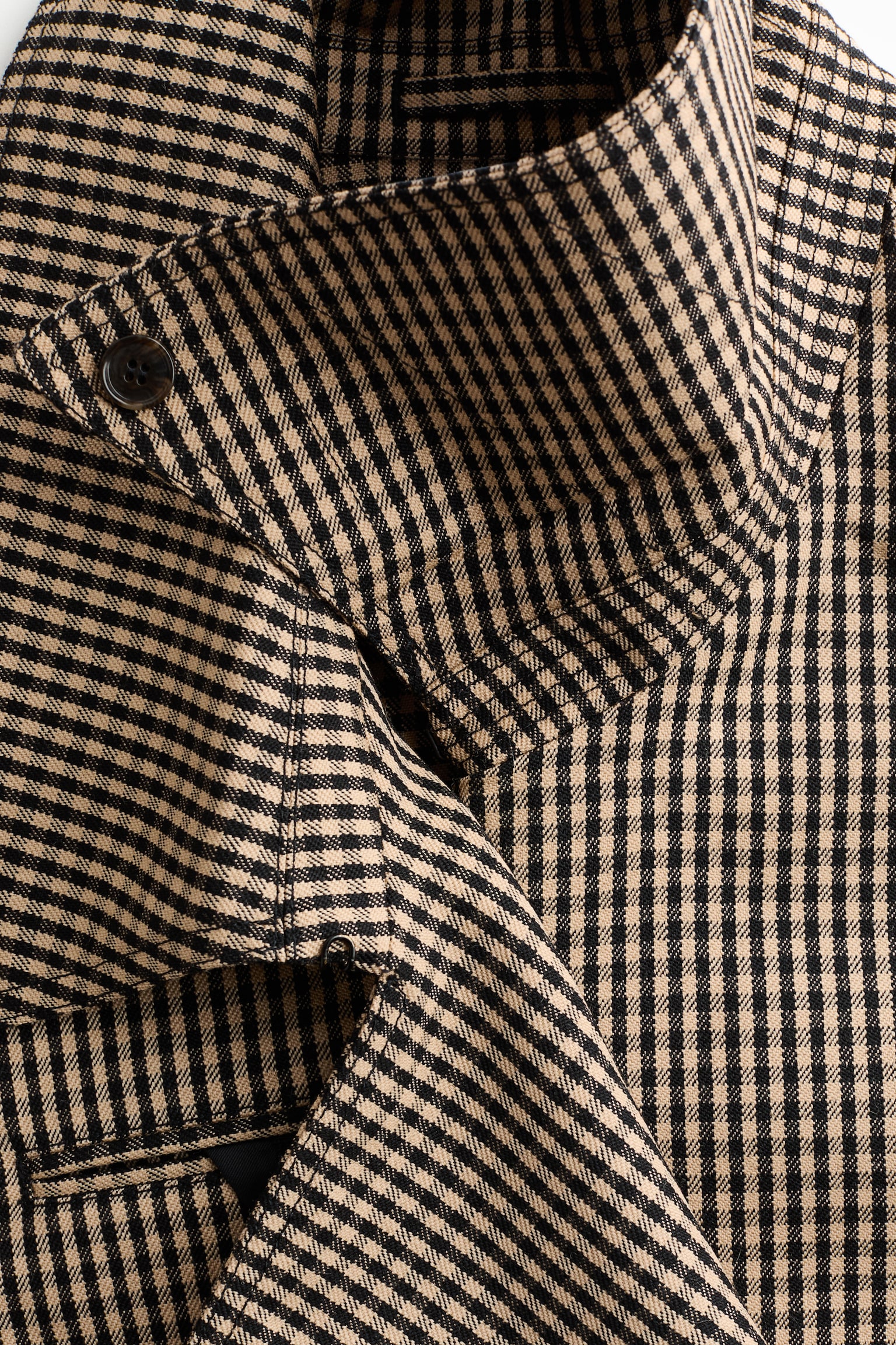 Abrigo largo de lana - Negro/Cuadros Gingham - 3