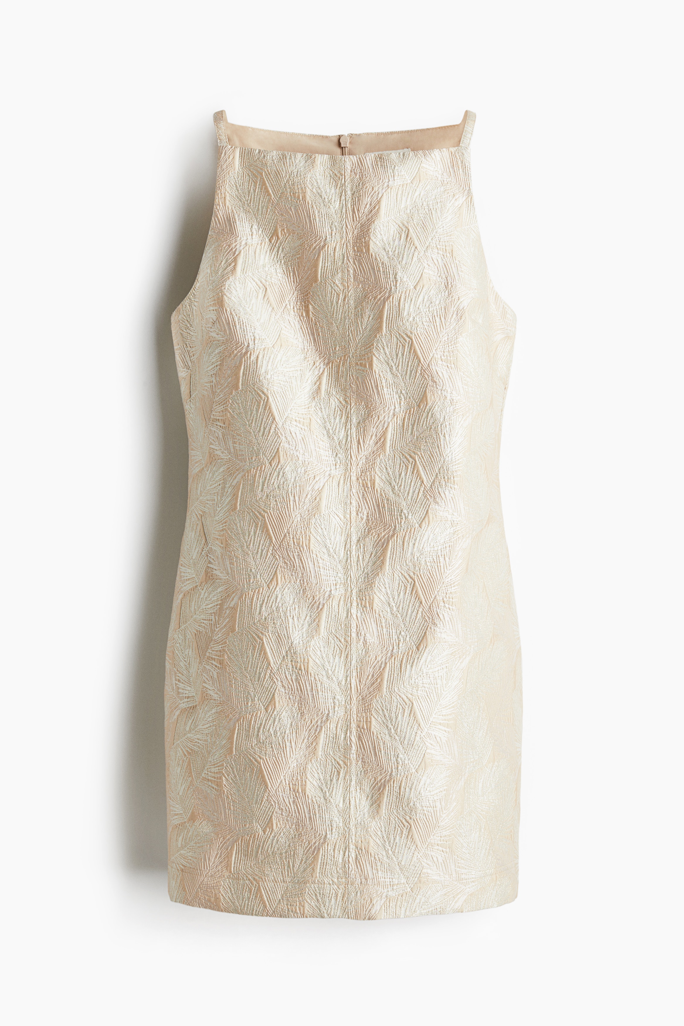 Rochie mini din brocart - Bej-deschis