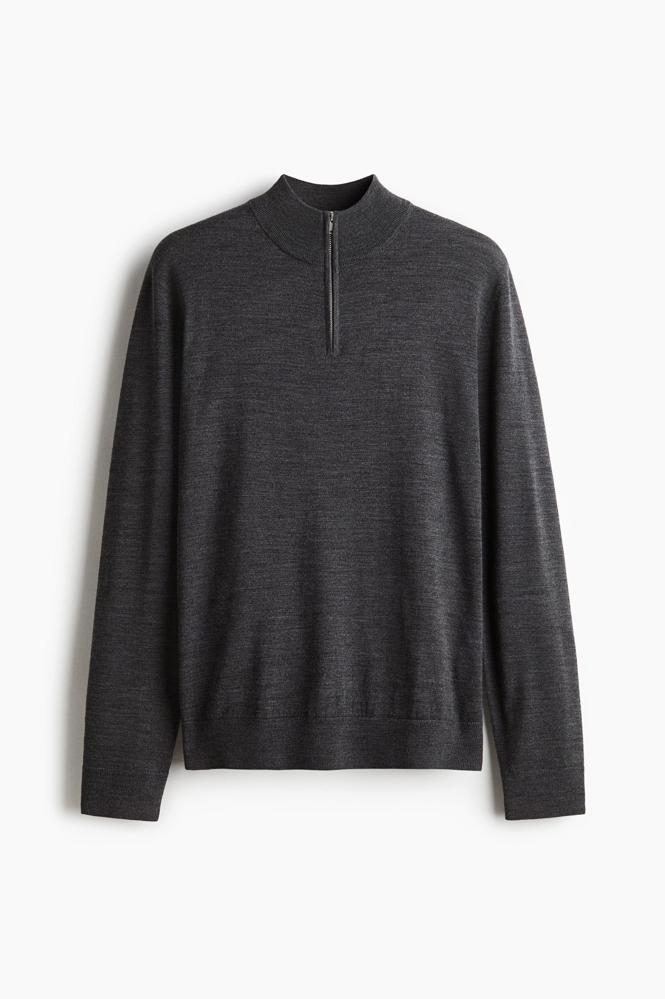 Men's Dark gray Regular-Fit Half-Zip Merino Wool Sweater