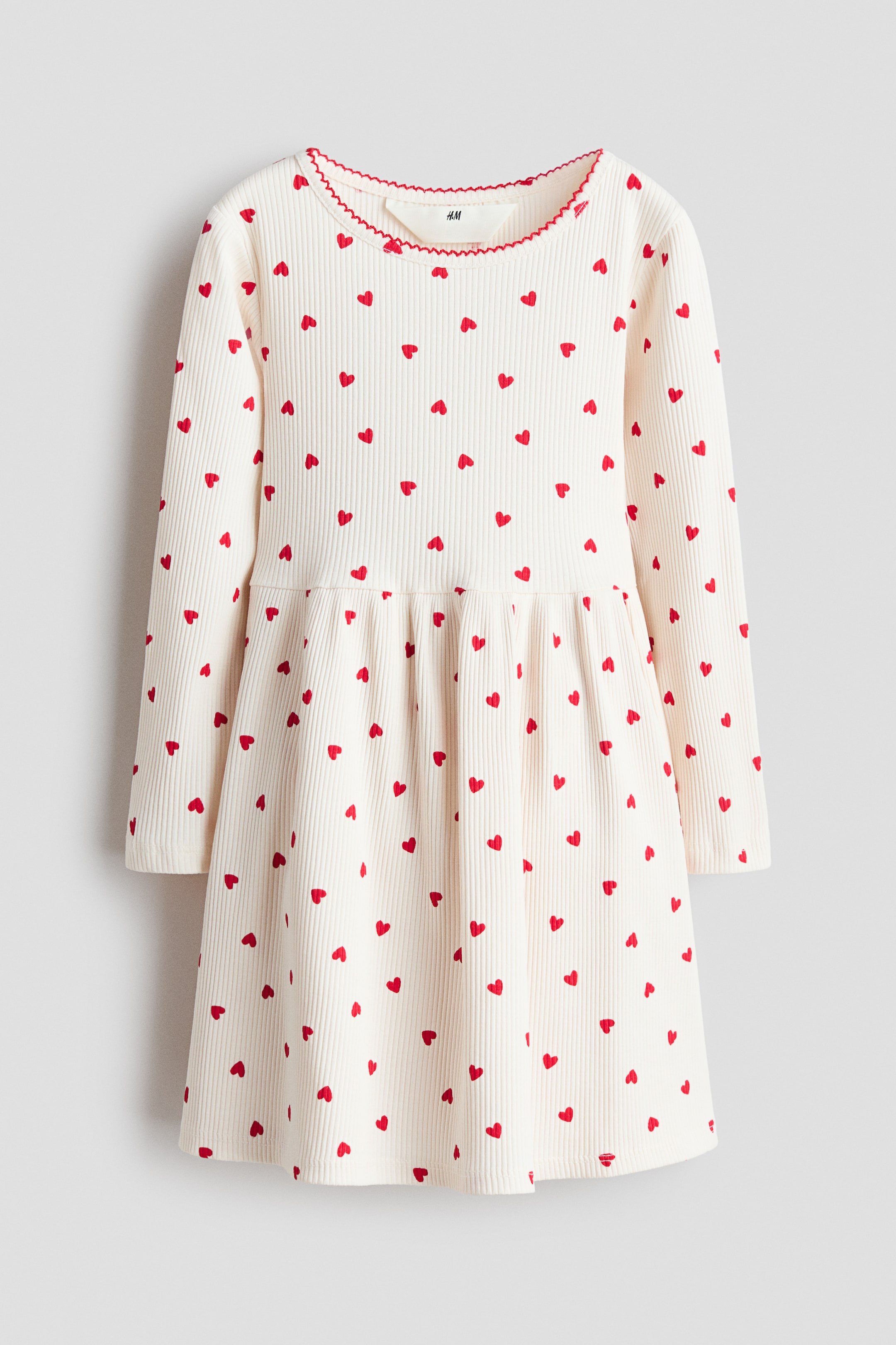 View larger image: Printed cotton dress - Cream/Hearts - Kids | H&M 1