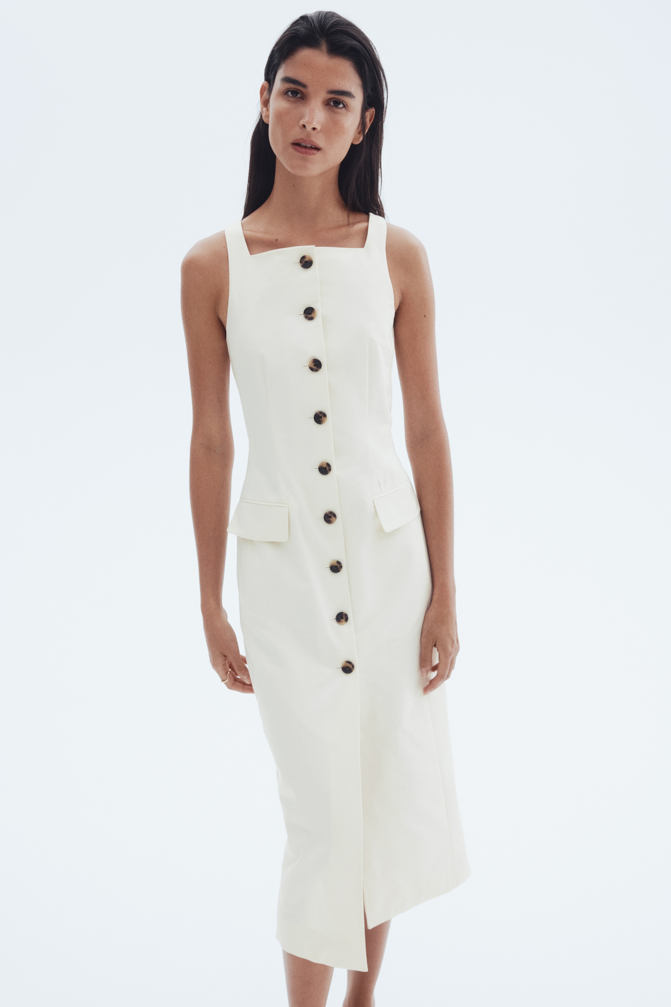 Long button-front dress