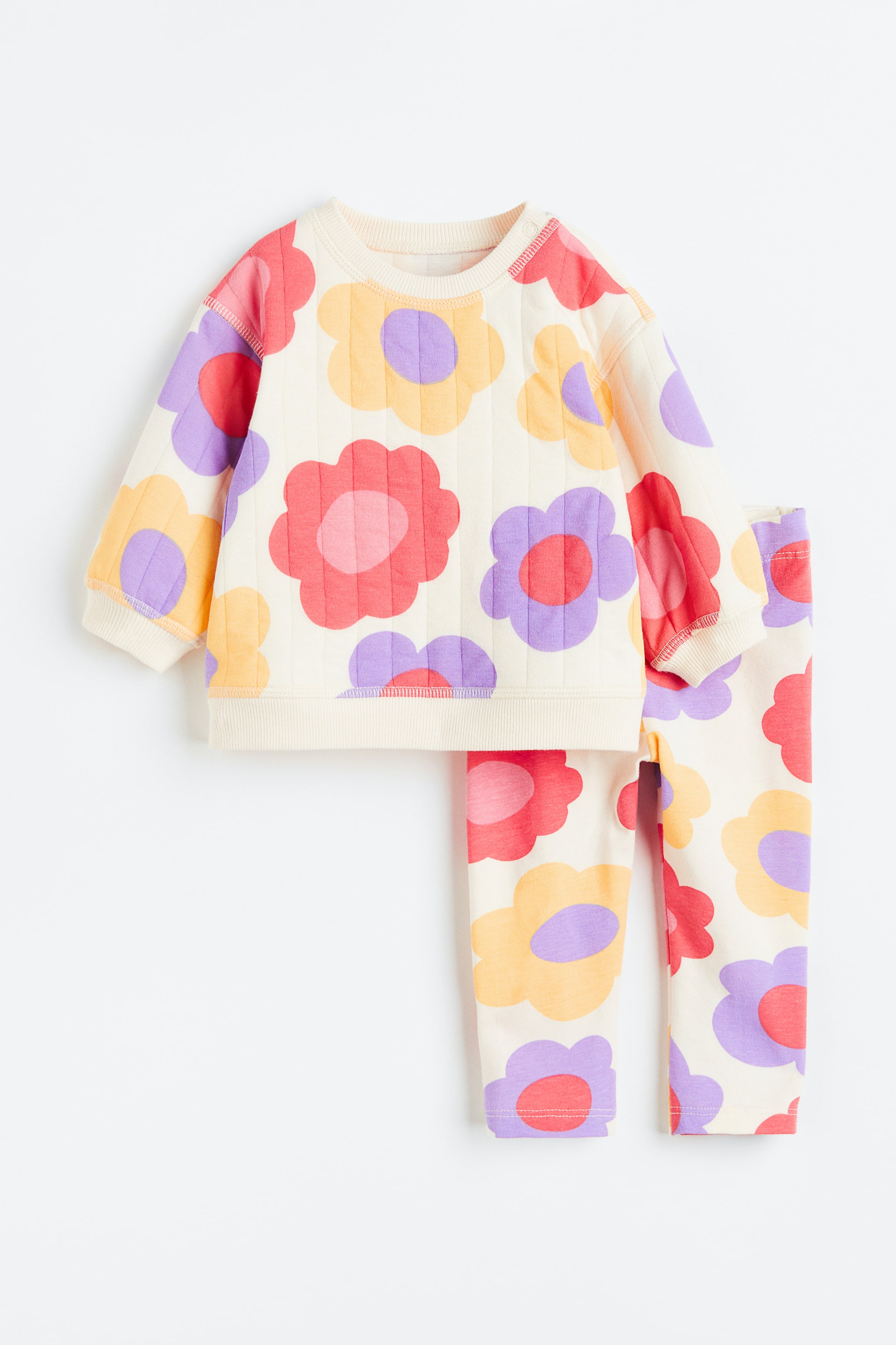 View larger image: 2-piece printed cotton set - White/Large flowers - Kids | H&M IN 1